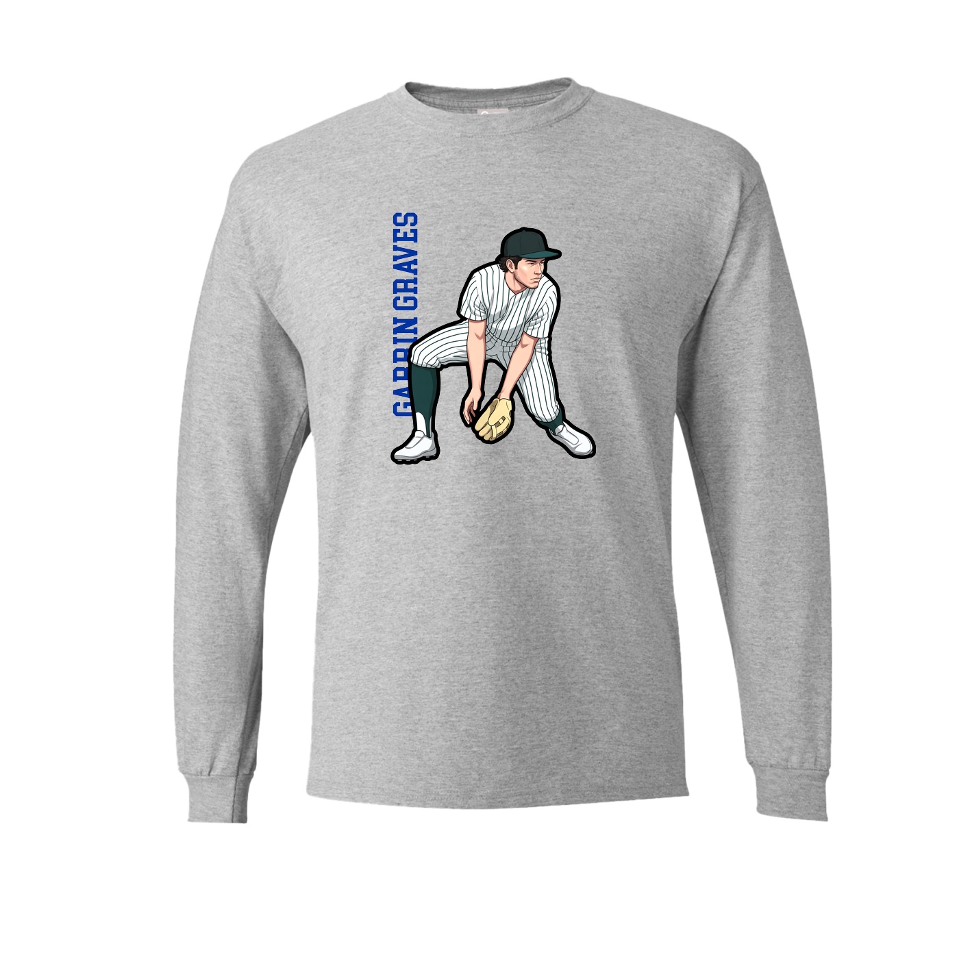 Long Sleeve Tee — Name Vertical in Grey
