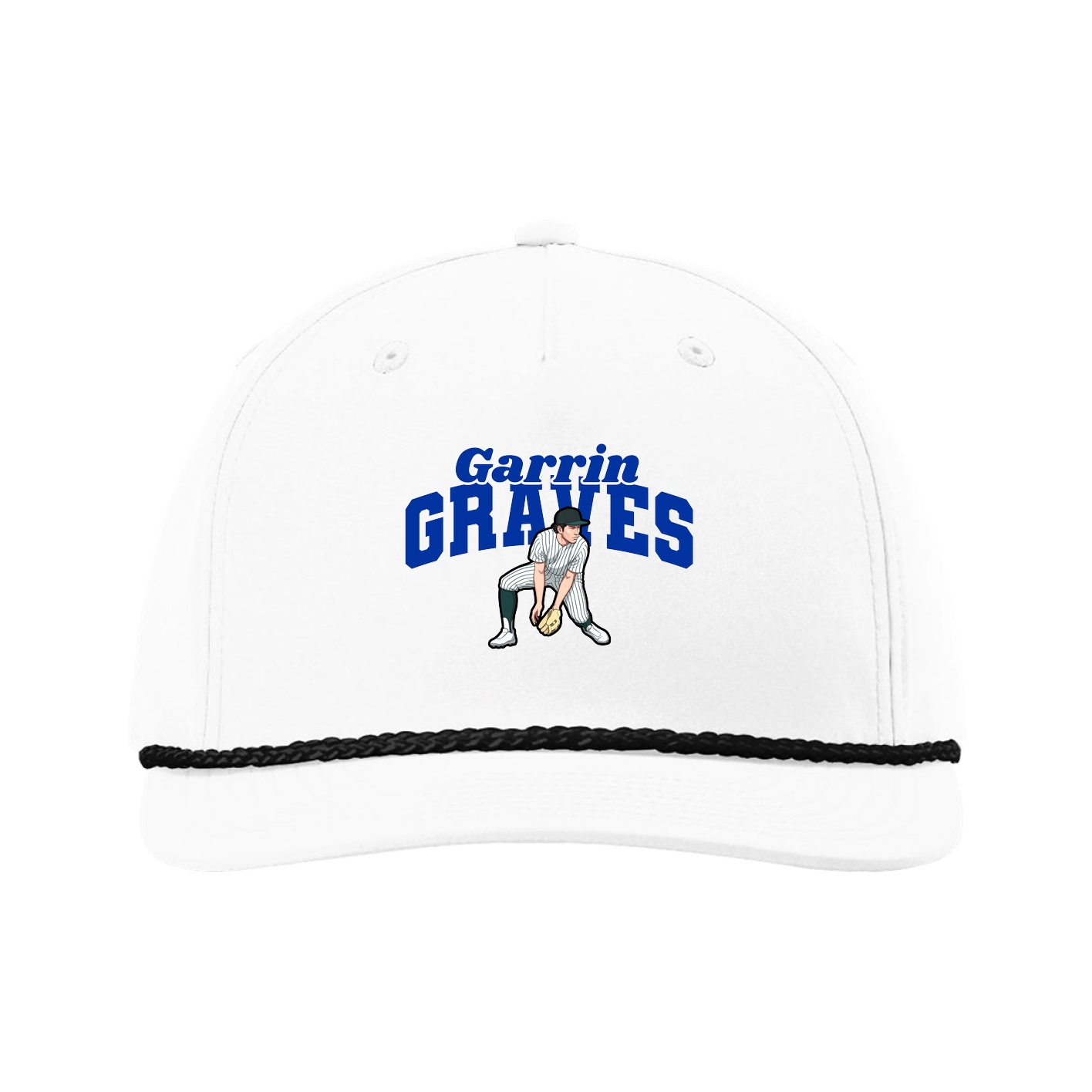 Five-Panel Classic Rope Cap — Signature Arch in White