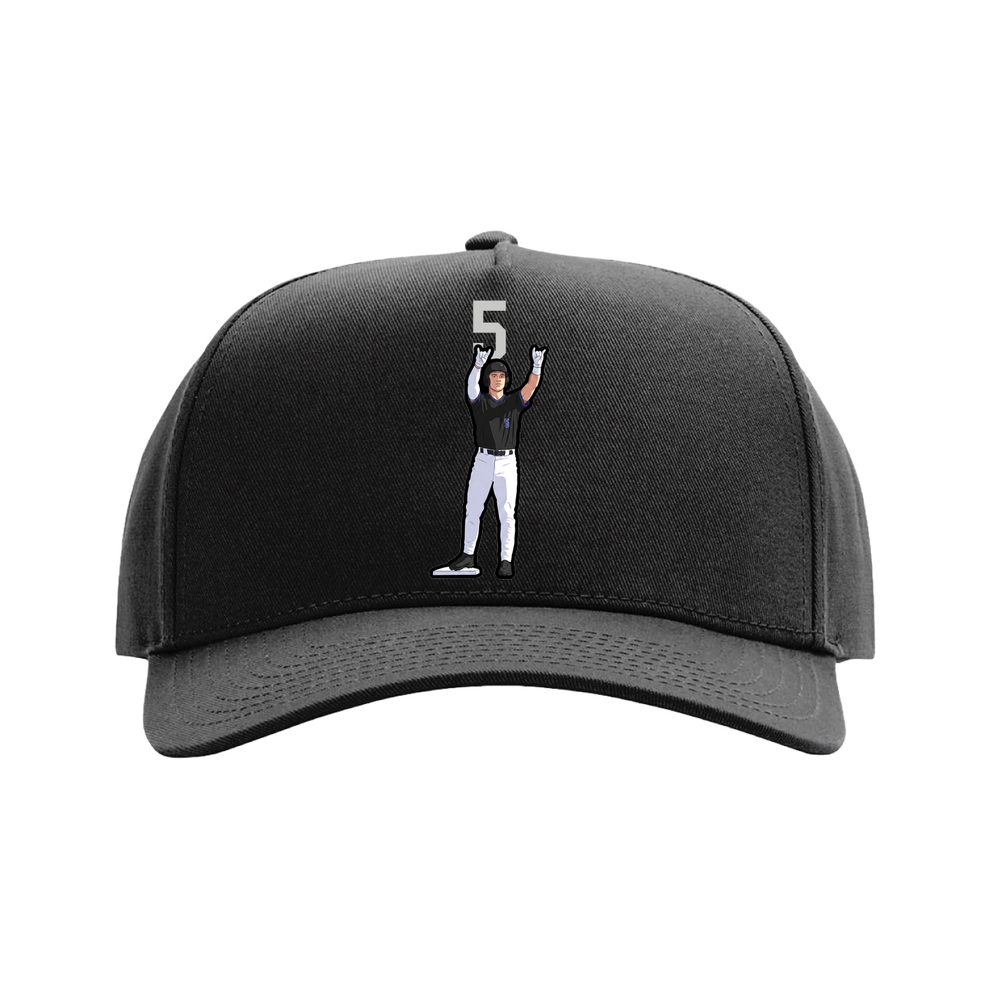 Full Fabric Five-Panel Champ Cap — Number Top in Black