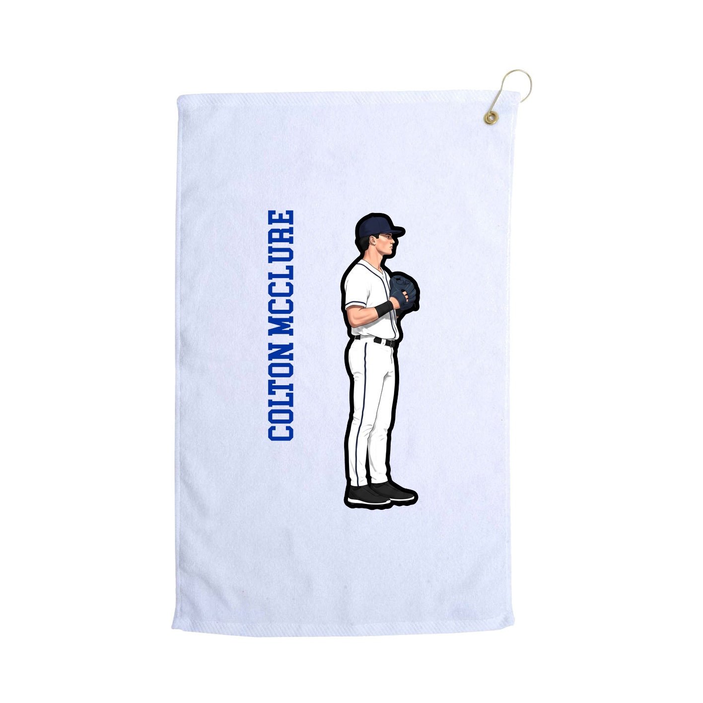 Golf Towel — Name Vertical in White