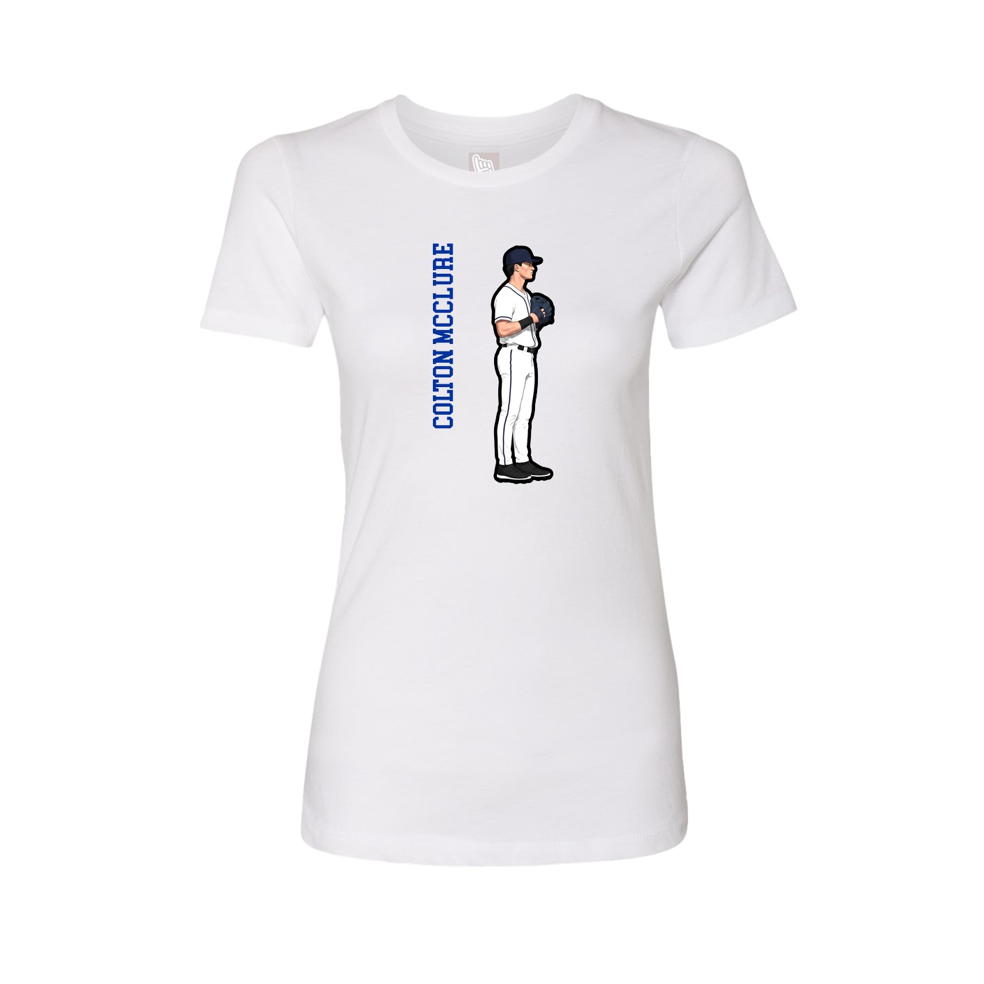 Fitted Women's Tee — Name Vertical in White