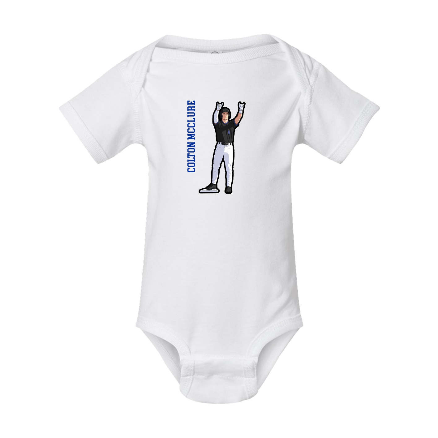 Baby Onesie — Name Vertical in White