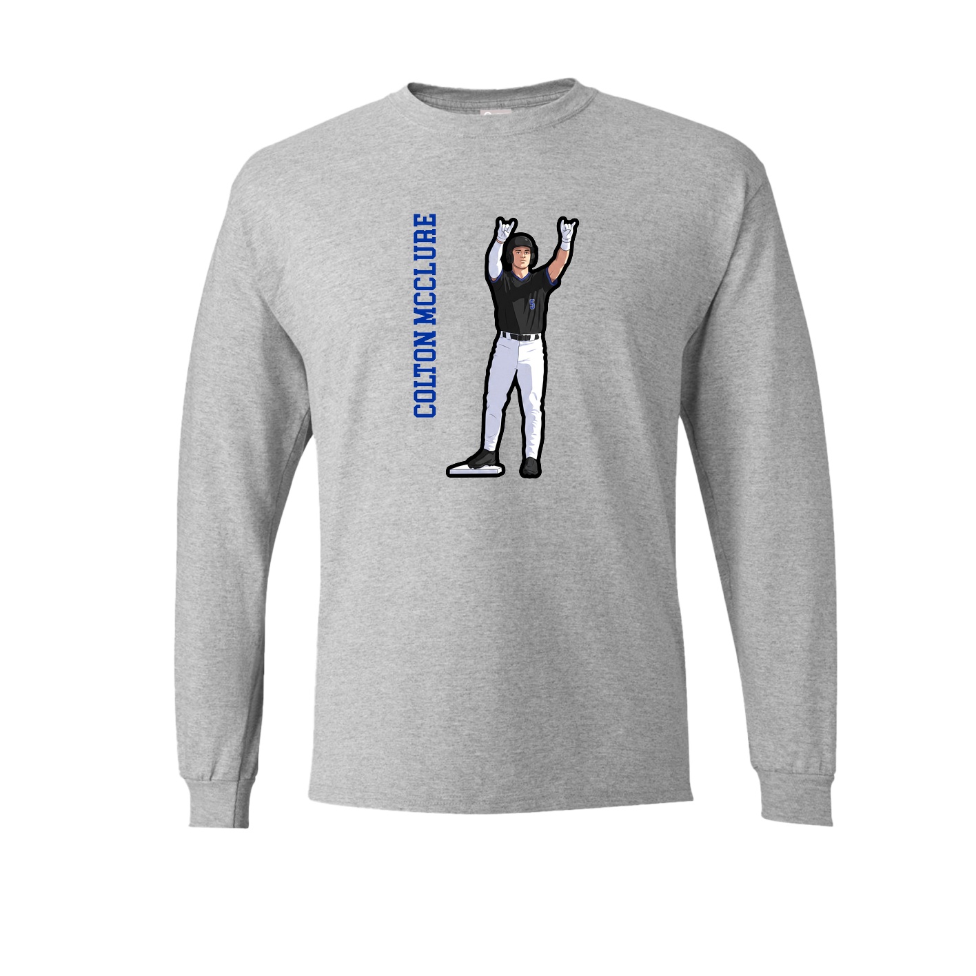 Long Sleeve Tee — Name Vertical in Grey