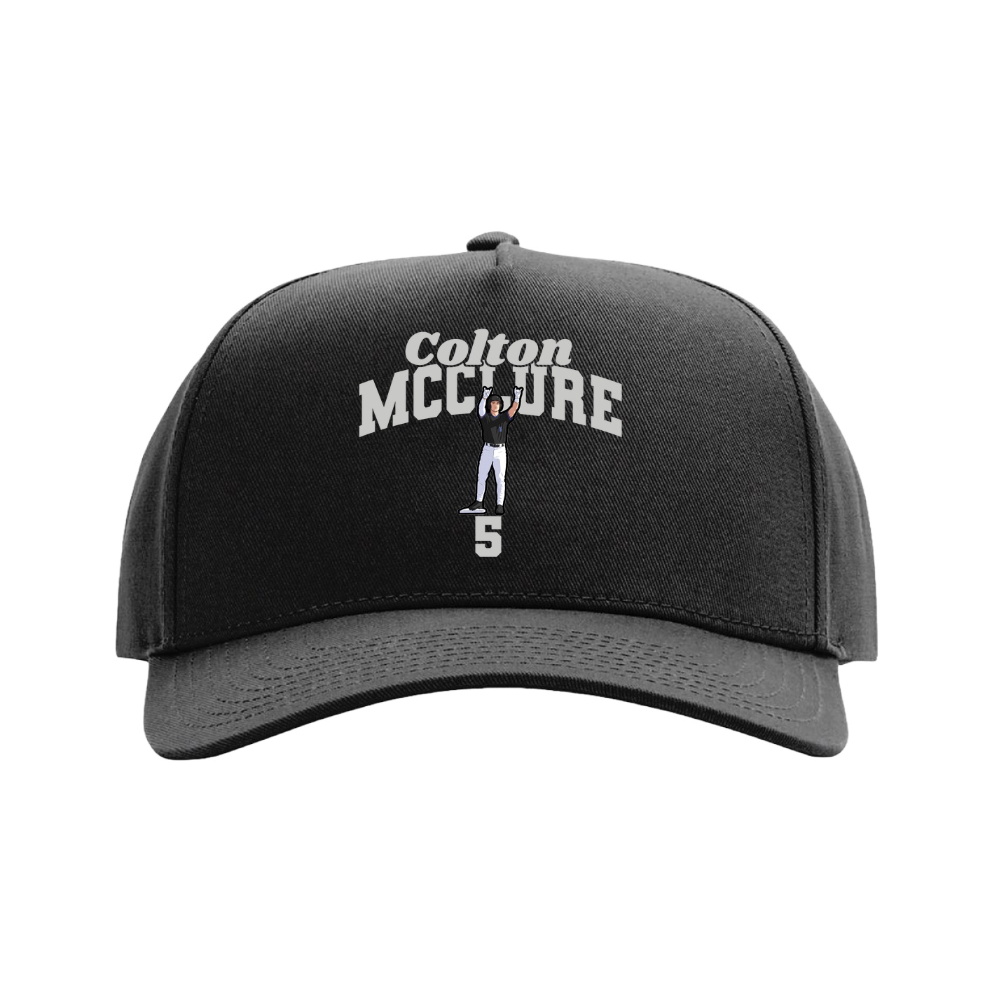 Full Fabric Five-Panel Champ Cap — Signature Arch in Black