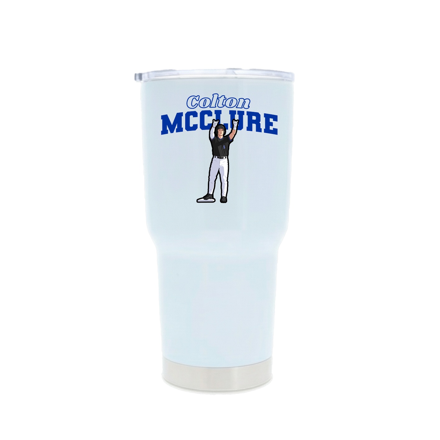30oz Stainless Steel Tumbler — Name Arch in White