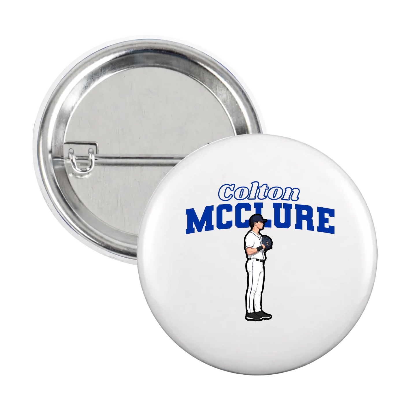 Game Day Button — Name Arch in White