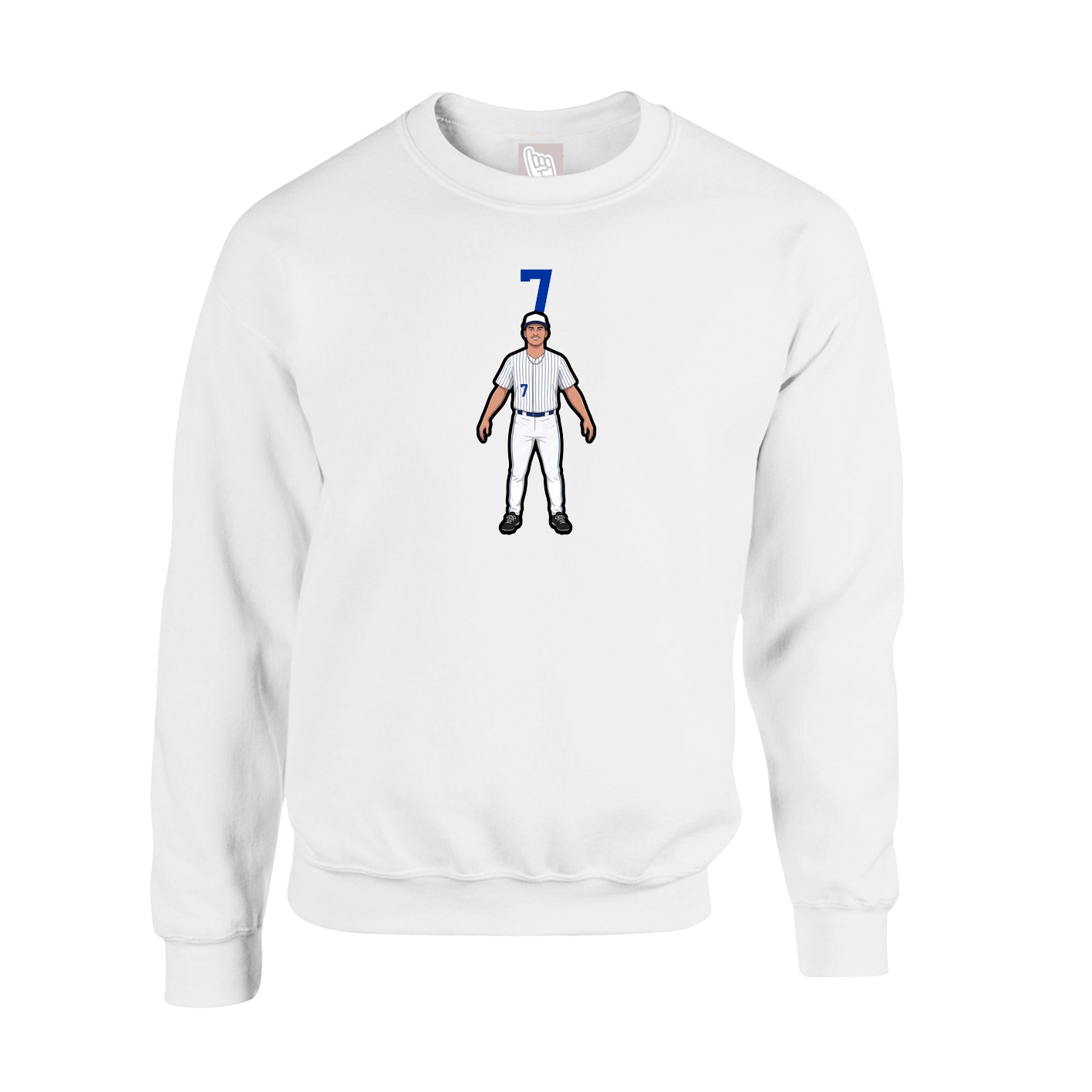 Fleece Crew — Number Top in White
