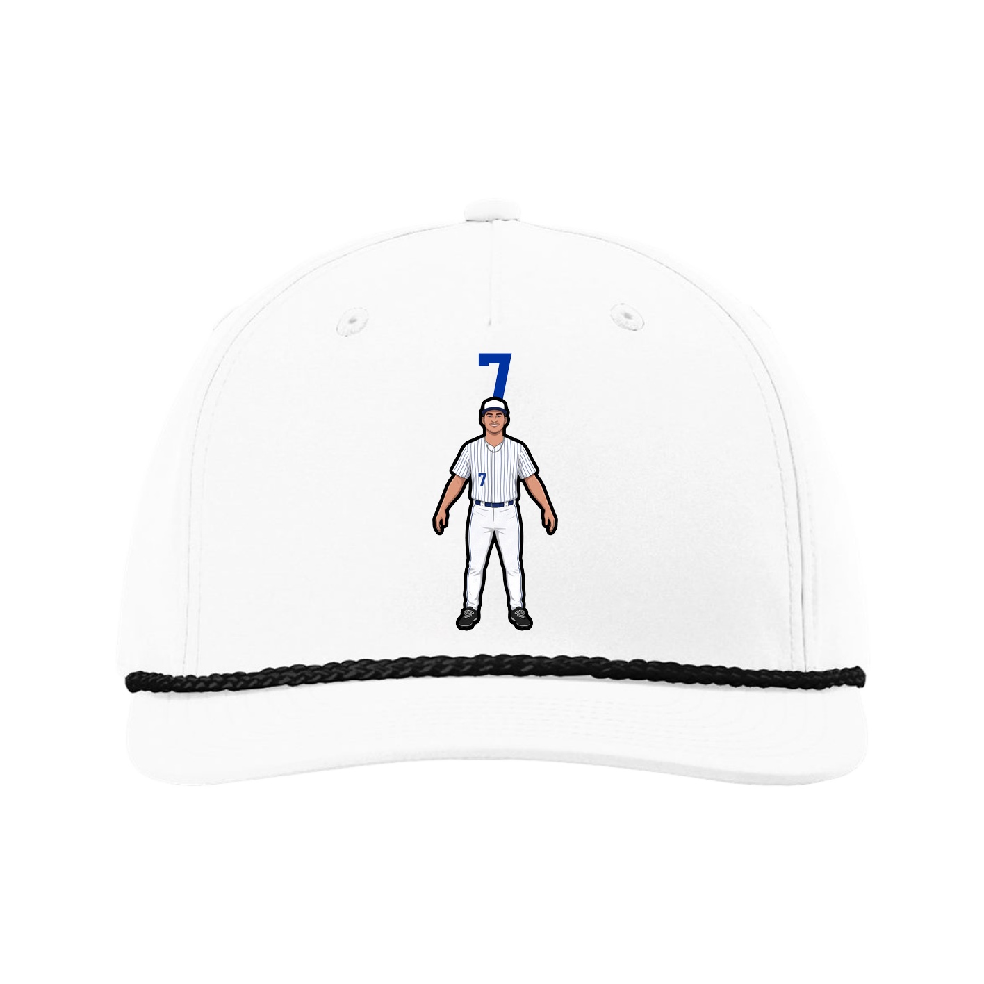 Five-Panel Classic Rope Cap — Number Top in White