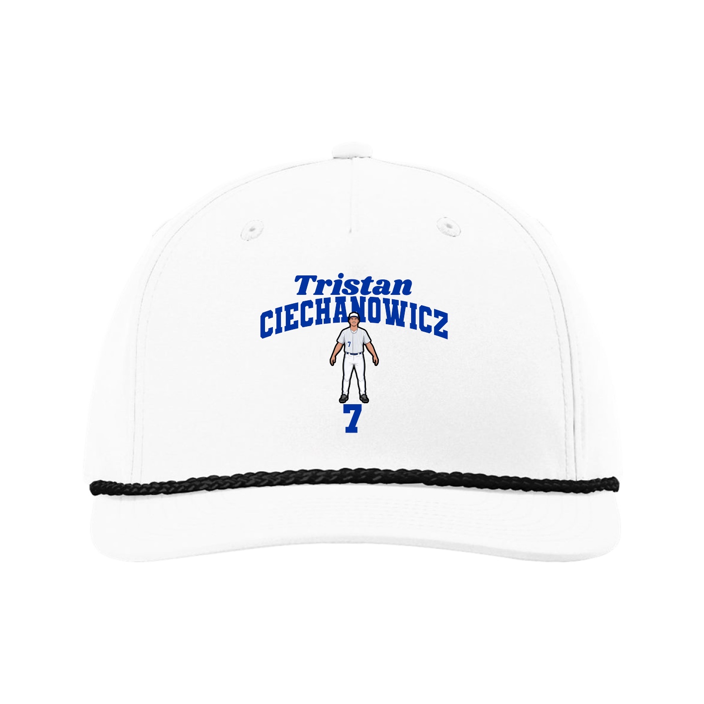 Five-Panel Classic Rope Cap — Signature Arch in White