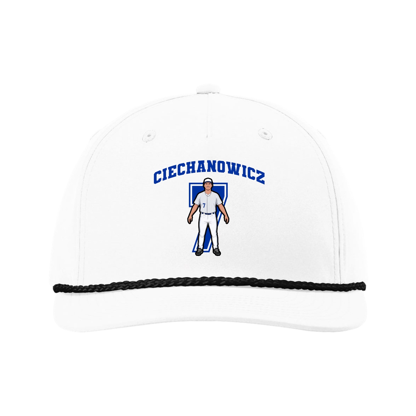 Five-Panel Classic Rope Cap — Number in White