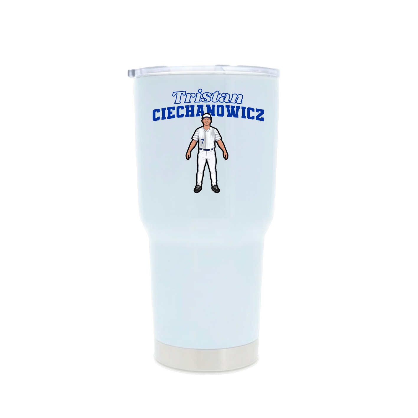 30oz Stainless Steel Tumbler — Name Arch in White