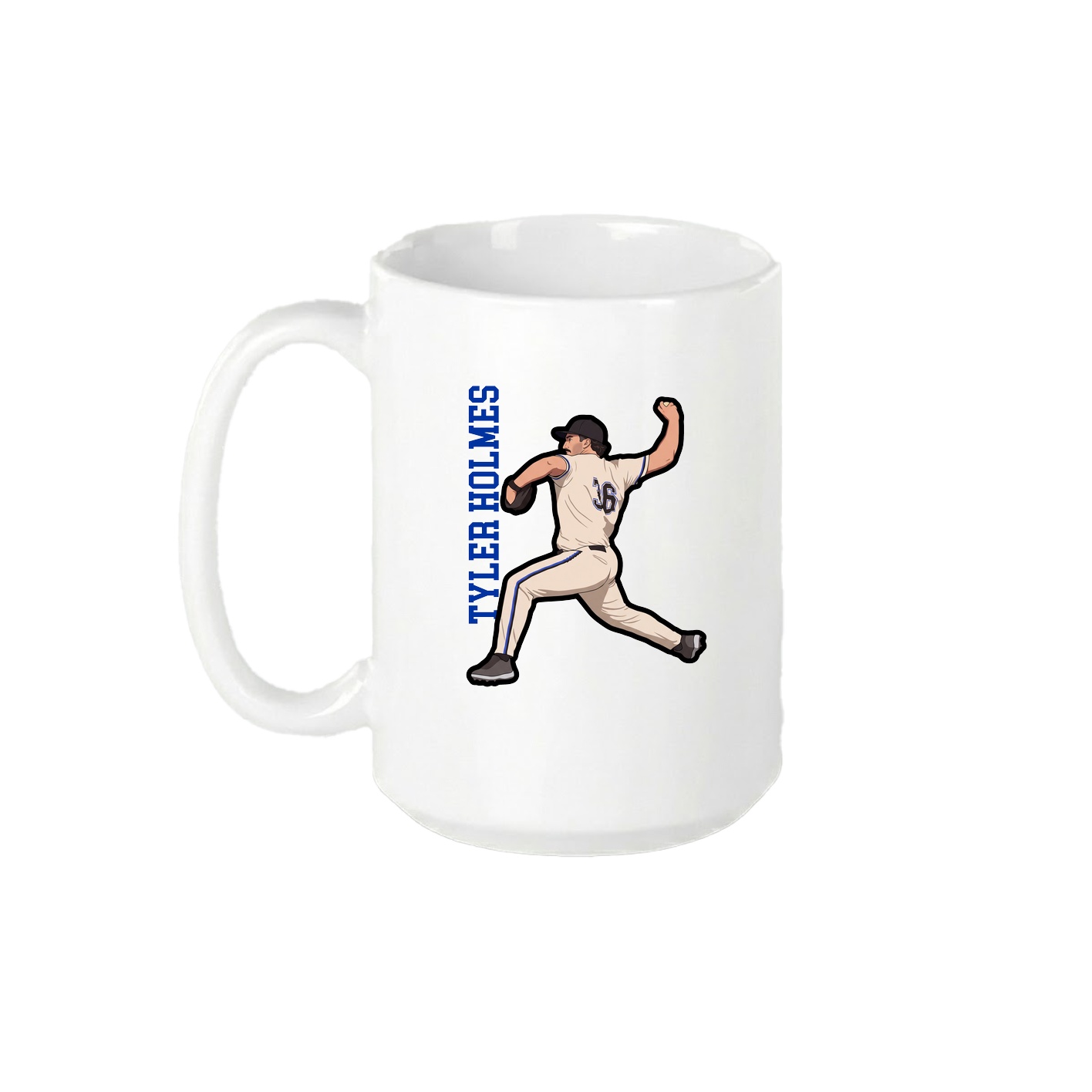 15oz Coffee Mug — Name Vertical in White