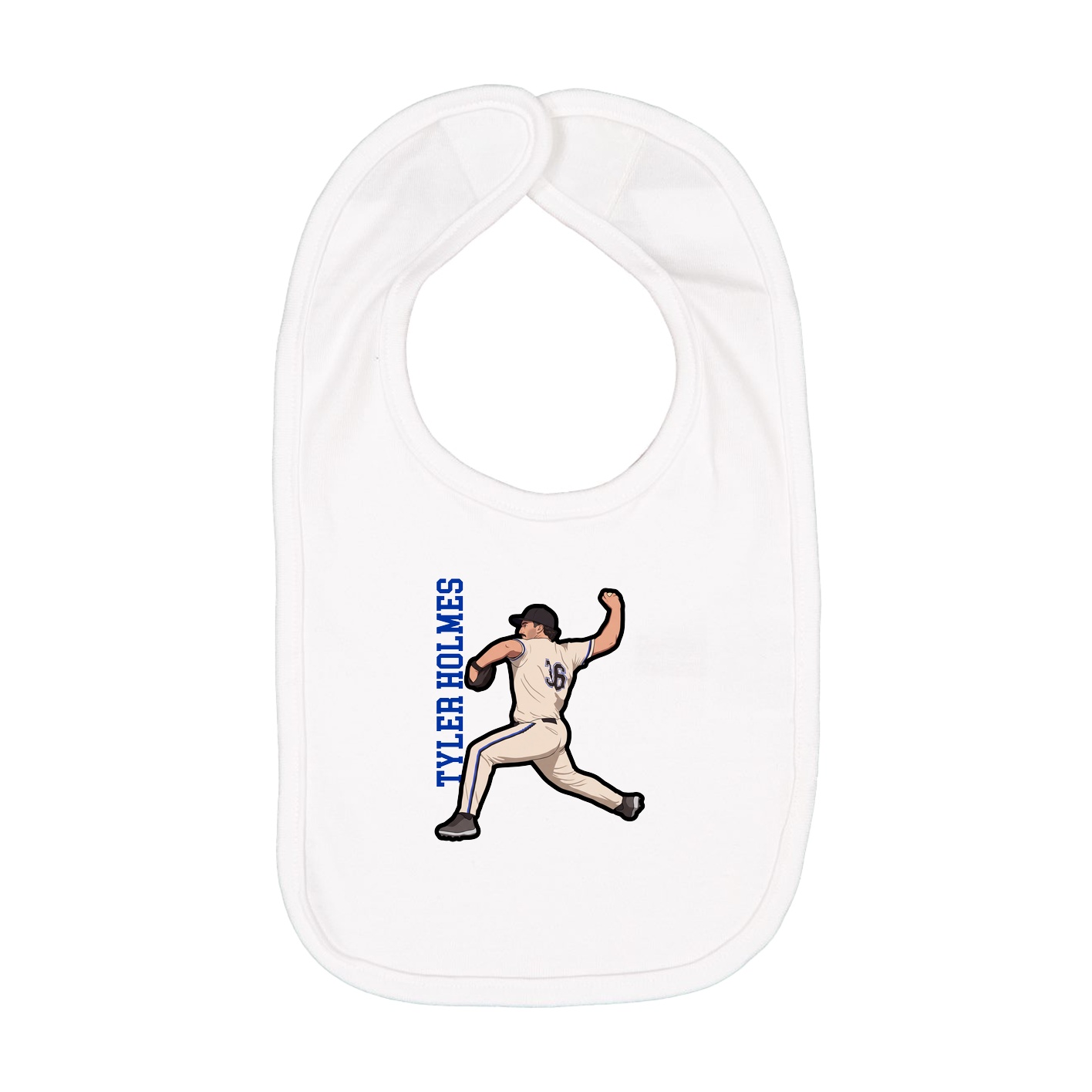 Infant Bib — Name Vertical in White