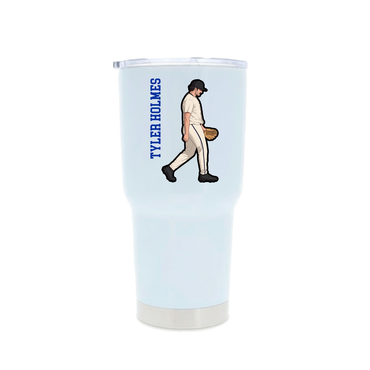 30oz Stainless Steel Tumbler — Name Vertical in White