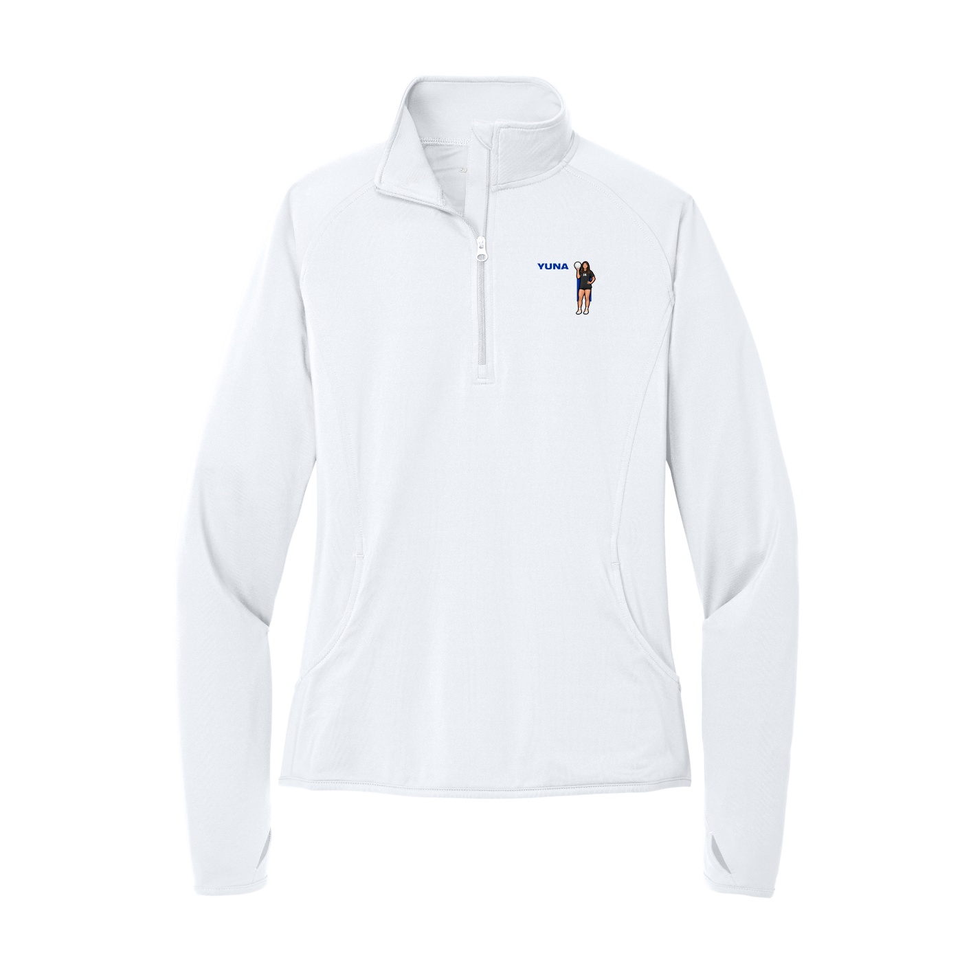 Women's Q-Zip Pullover — Player Name in White