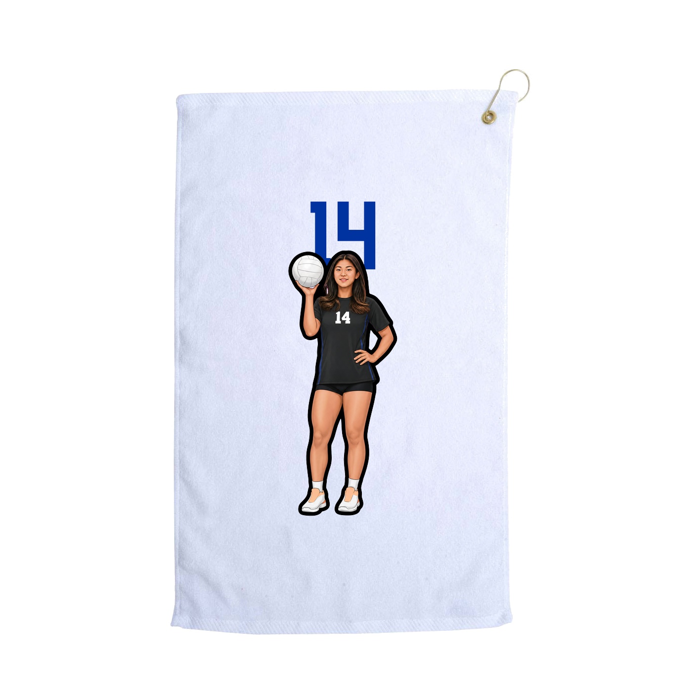 Golf Towel — Number Top in White