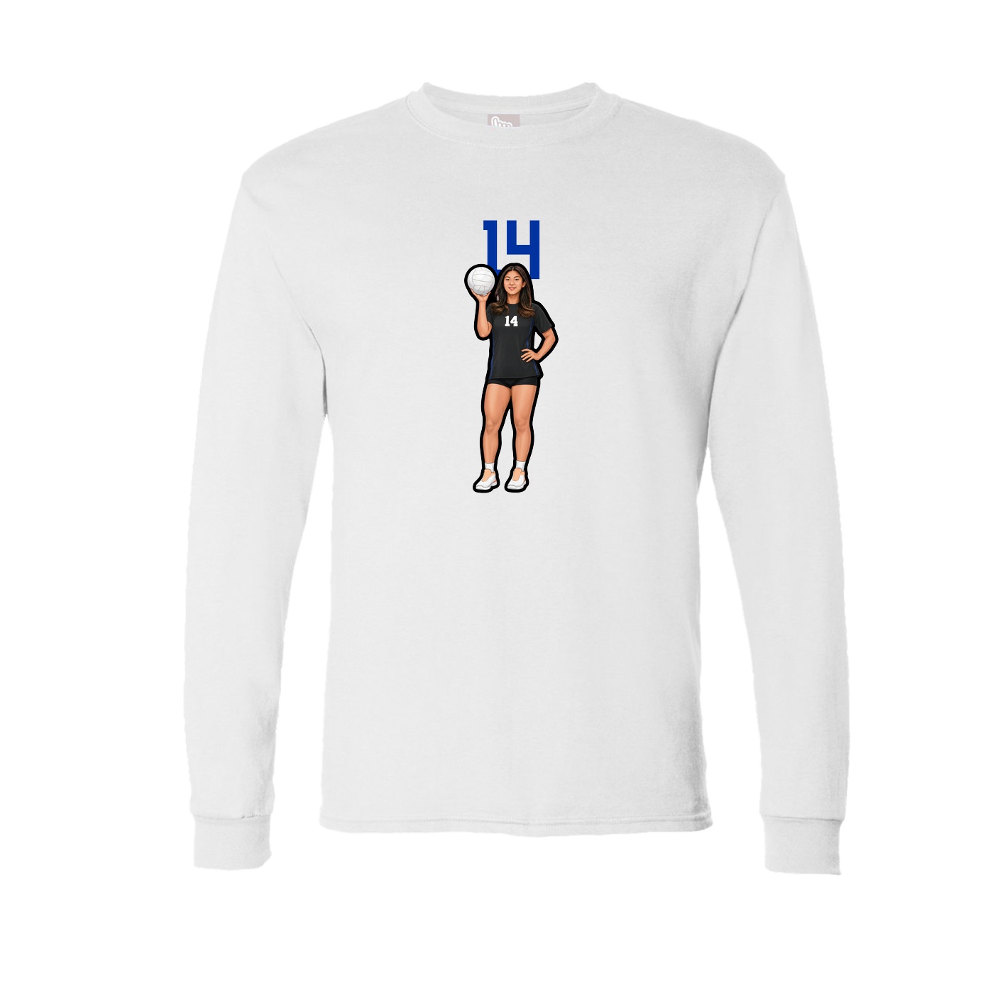 Long Sleeve Tee — Number Top in White