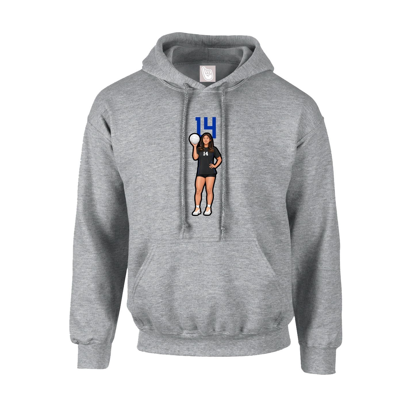 Hoodie — Number Top in Grey