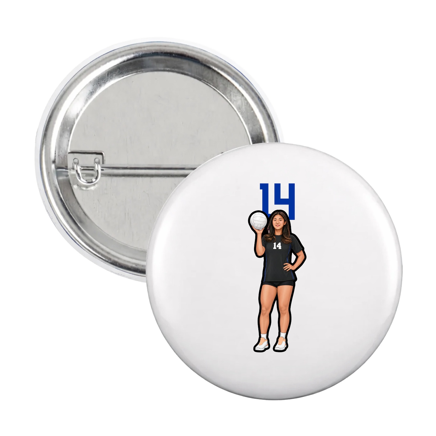 Game Day Button — Number Top in White