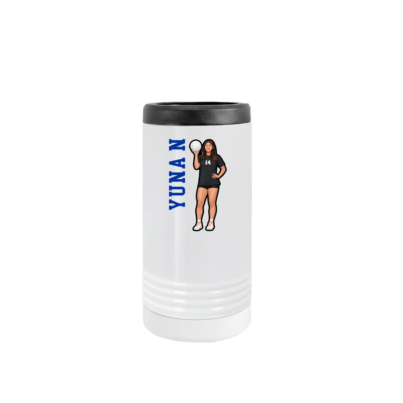 Slim Beverage Holder — Name Vertical in White