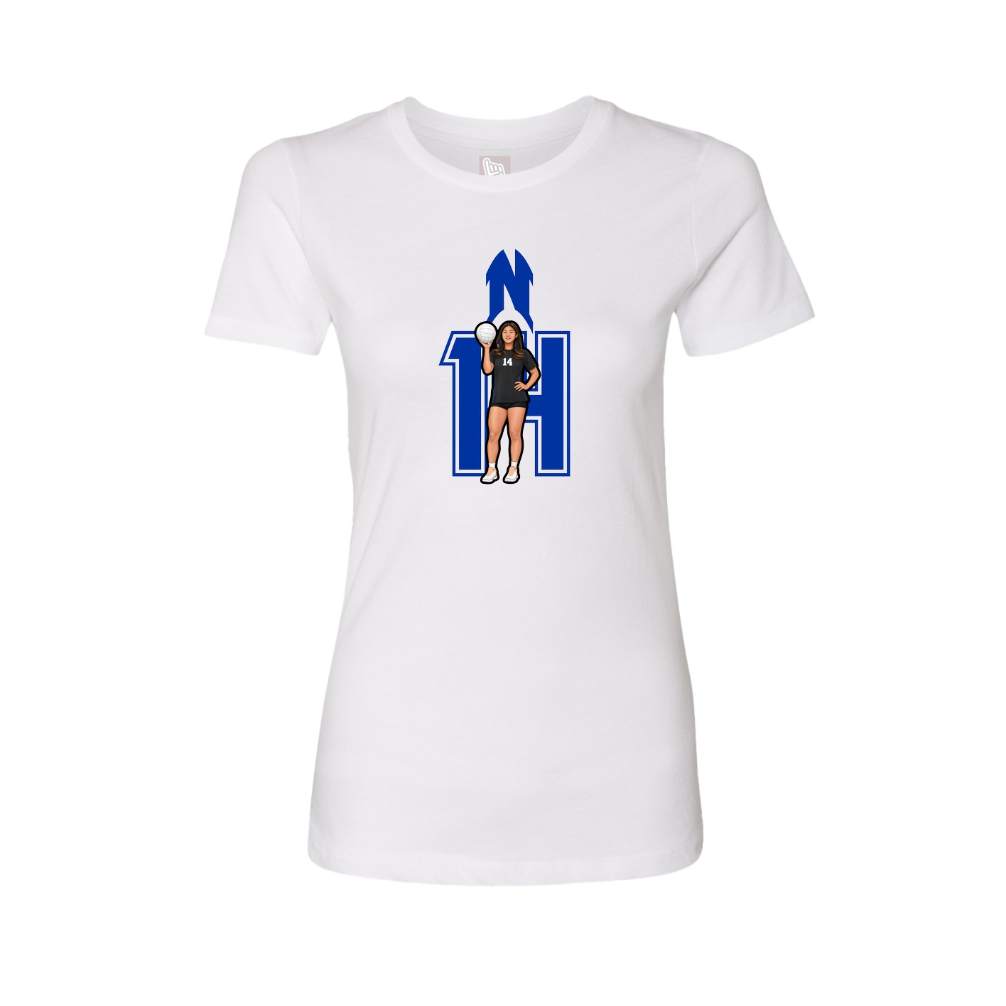 Fitted Women's Tee — Number in White