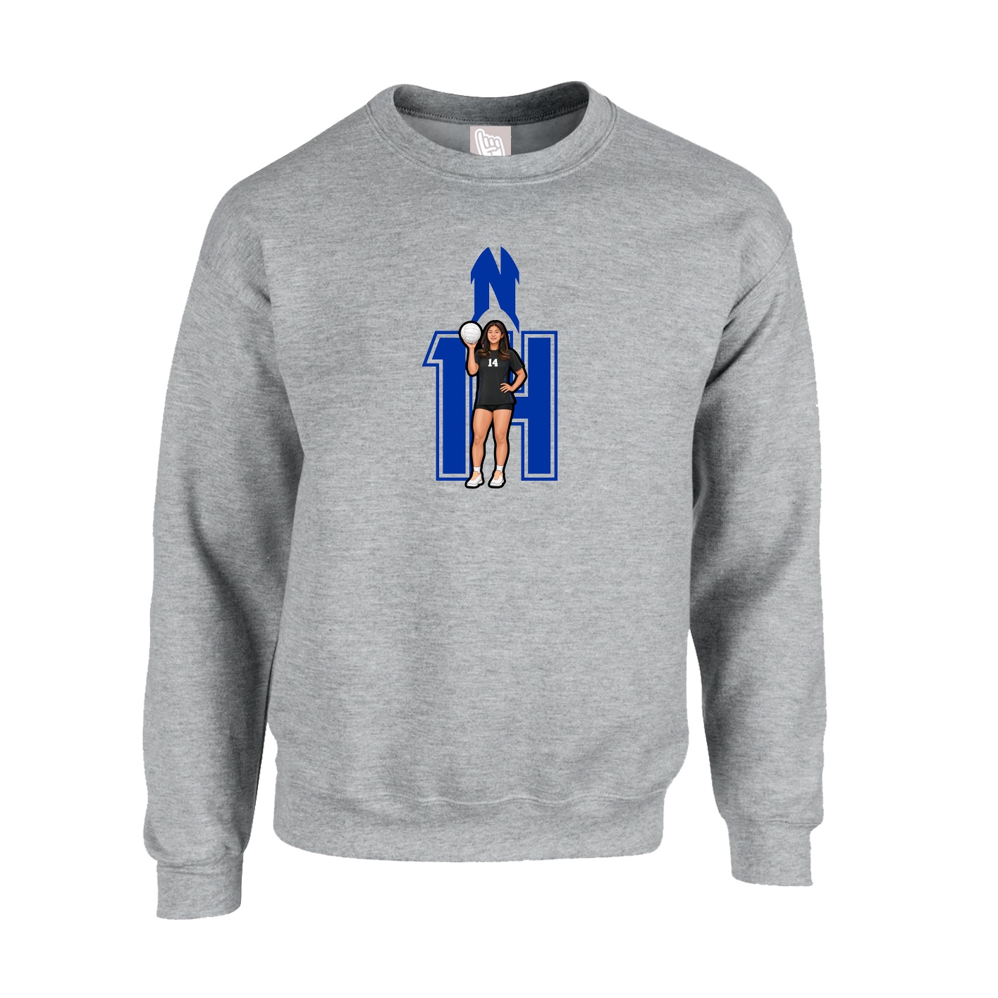 Fleece Crew — Number in Grey