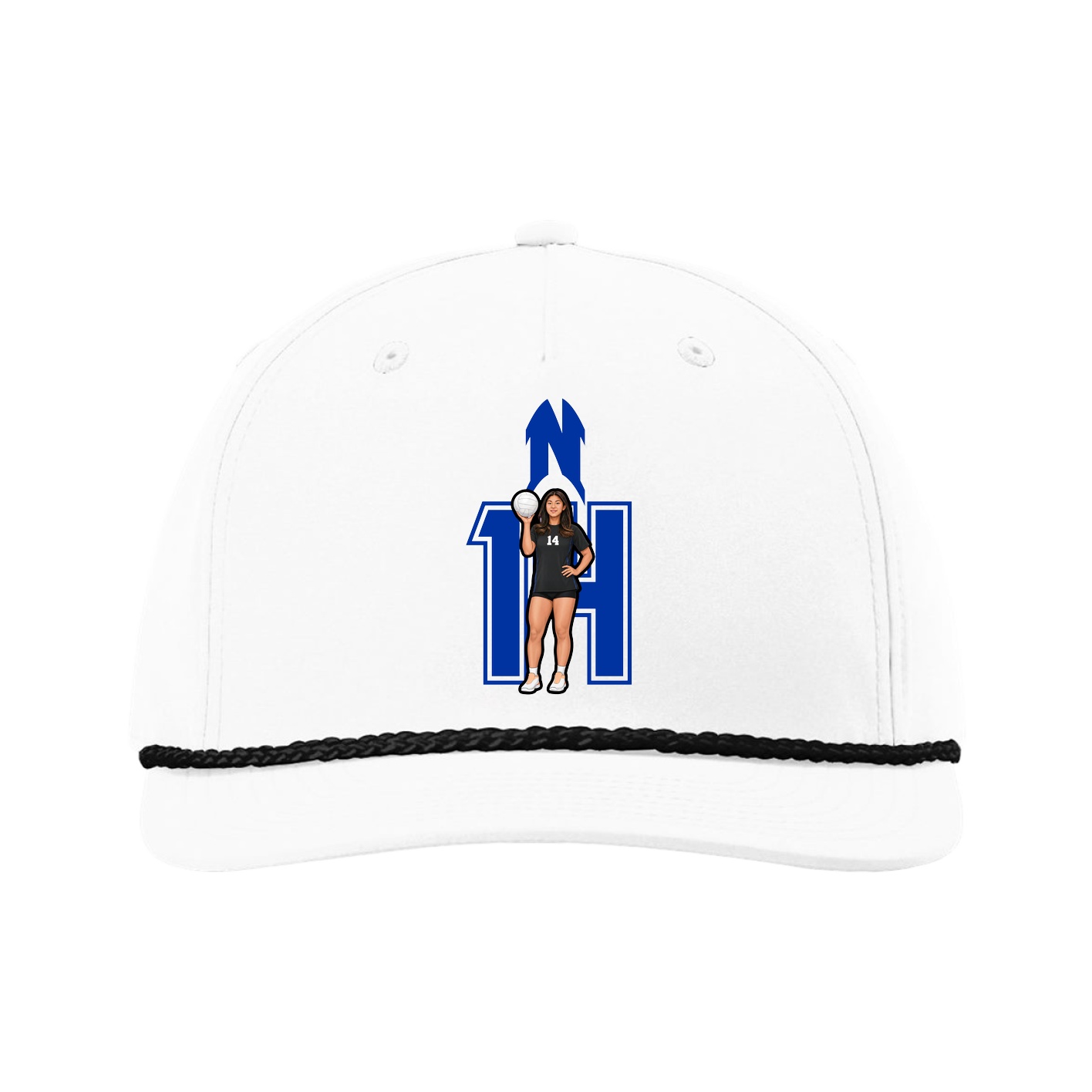 Five-Panel Classic Rope Cap — Number in White