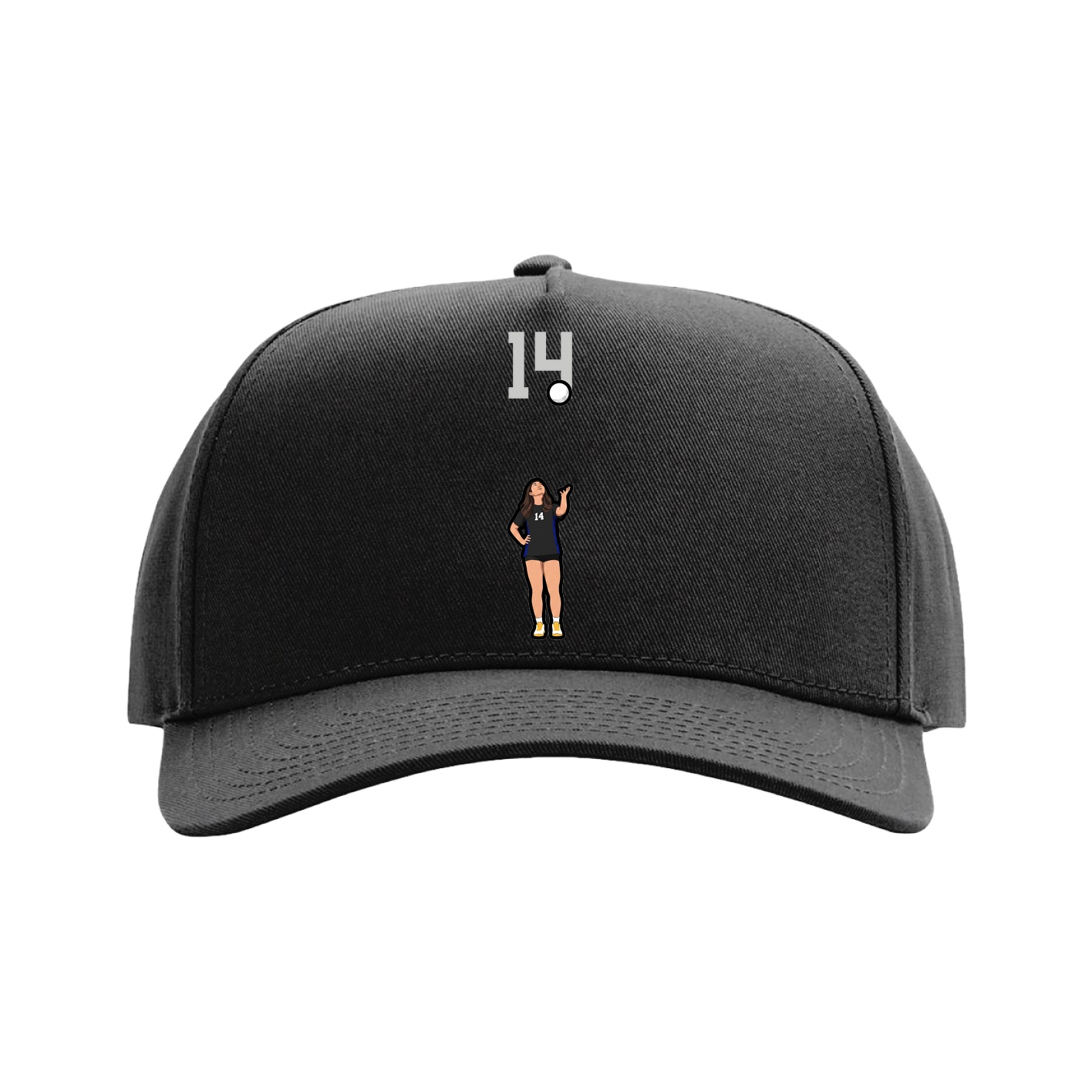 Full Fabric Five-Panel Champ Cap — Number Top in Black