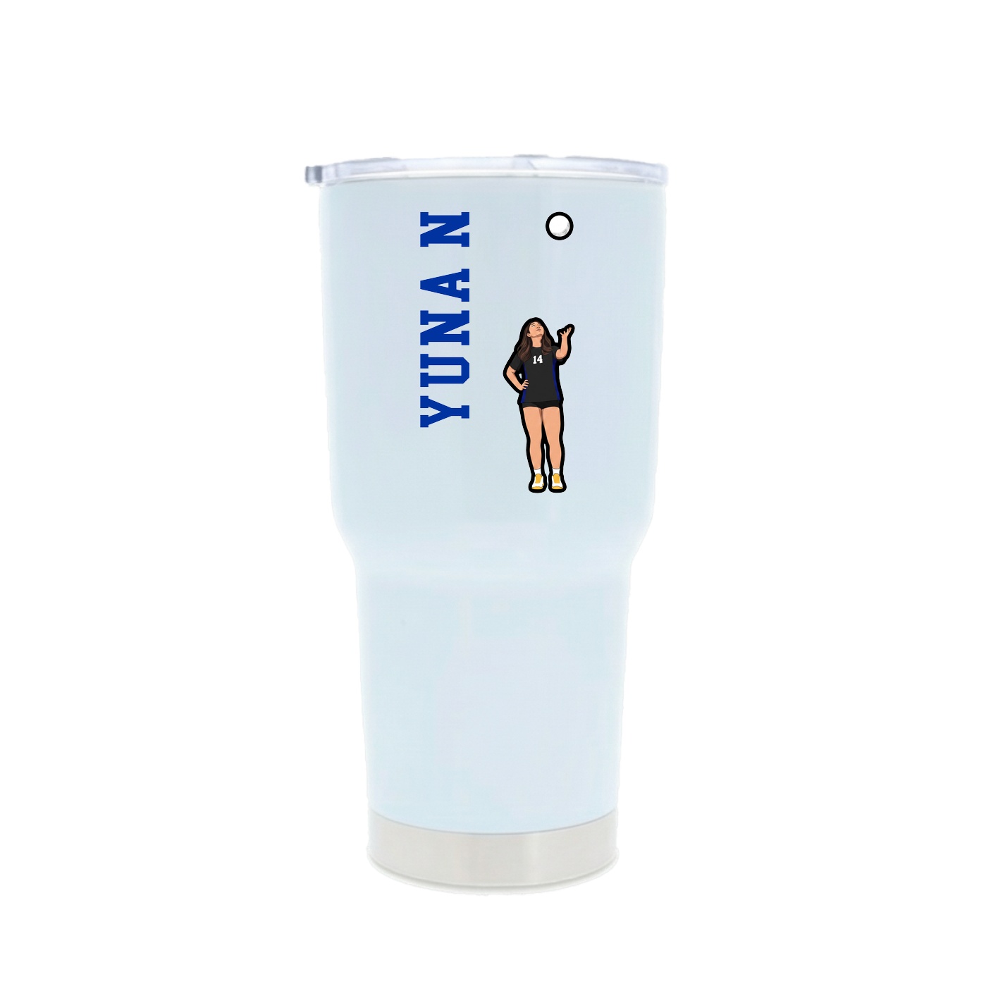 30oz Stainless Steel Tumbler — Name Vertical in White