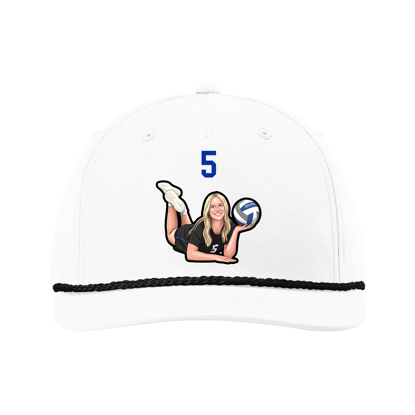 Five-Panel Classic Rope Cap — Number Top in White