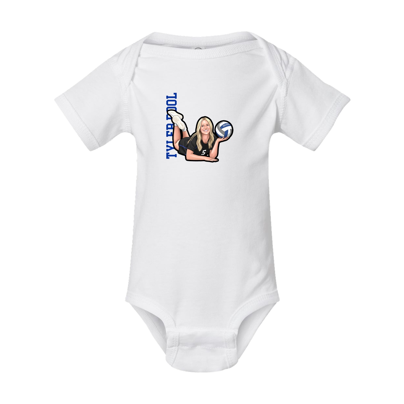 Baby Onesie — Name Vertical in White