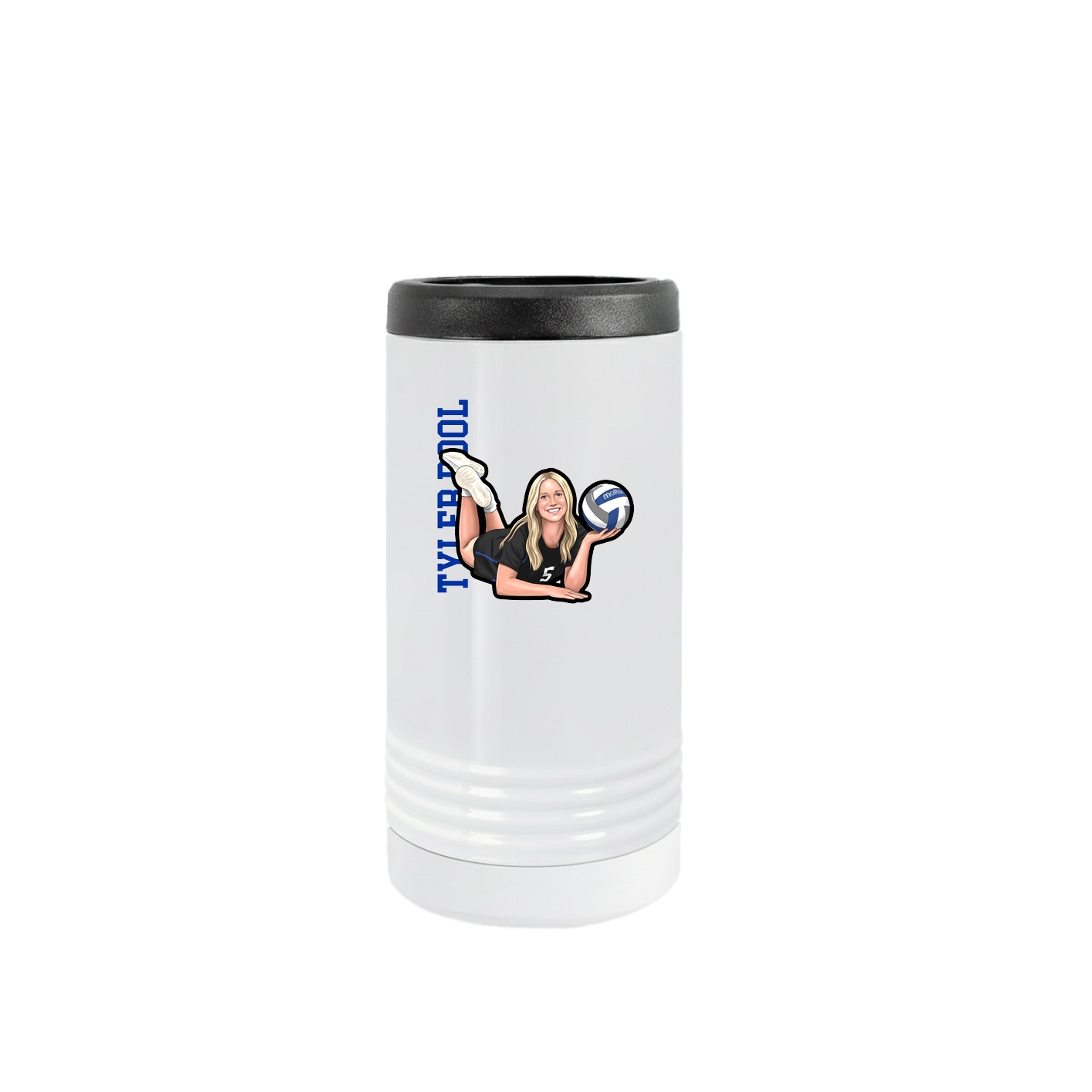 Slim Beverage Holder — Name Vertical in White