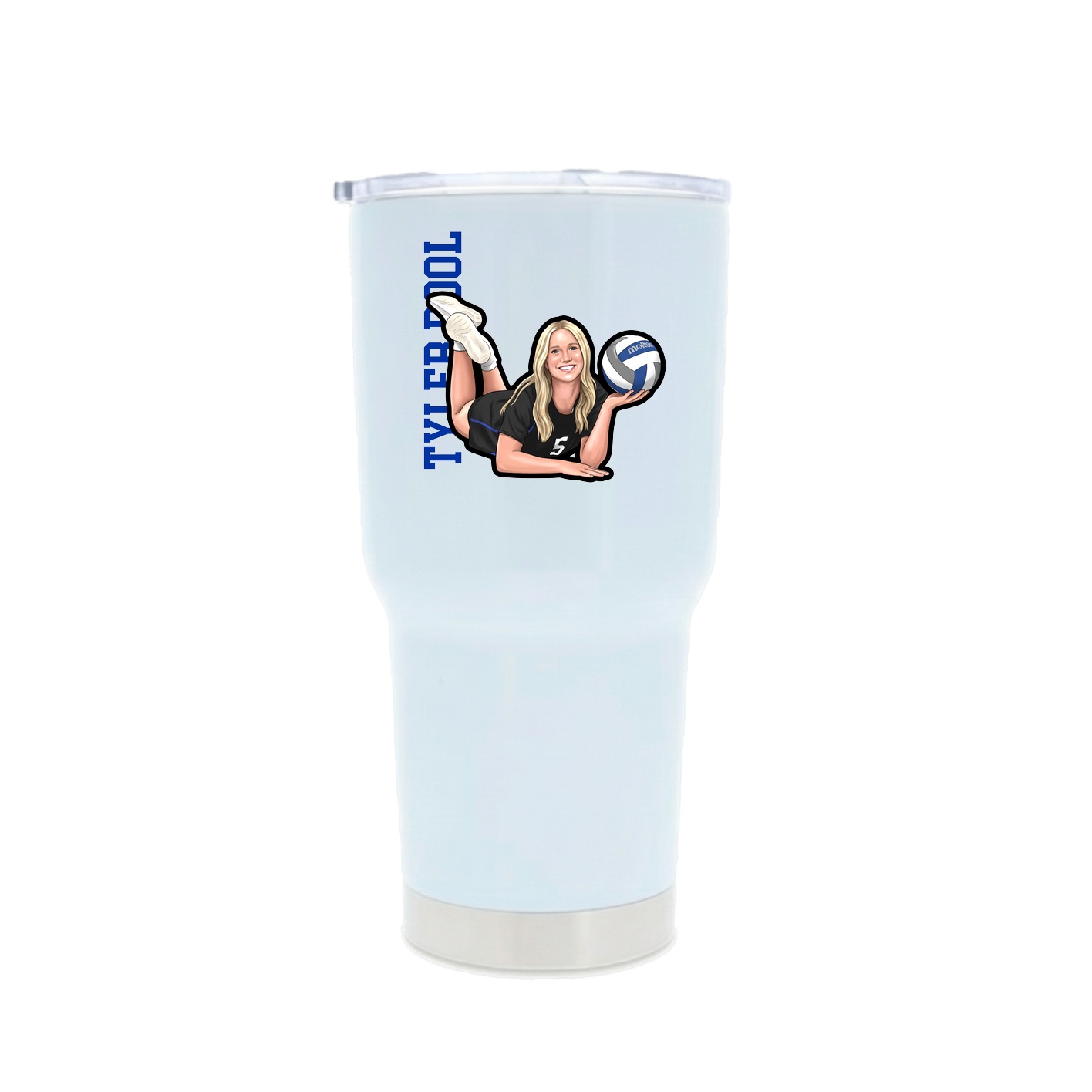 30oz Stainless Steel Tumbler — Name Vertical in White
