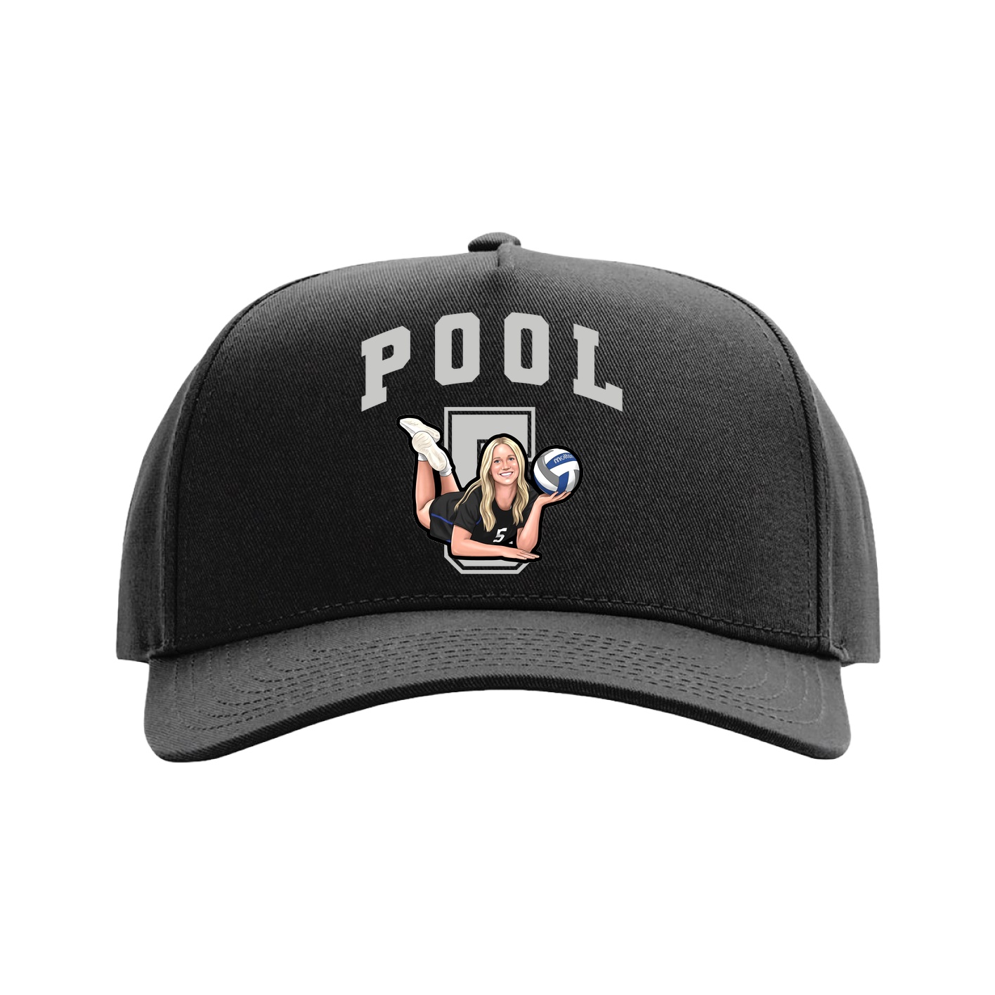 Full Fabric Five-Panel Champ Cap — Number in Black