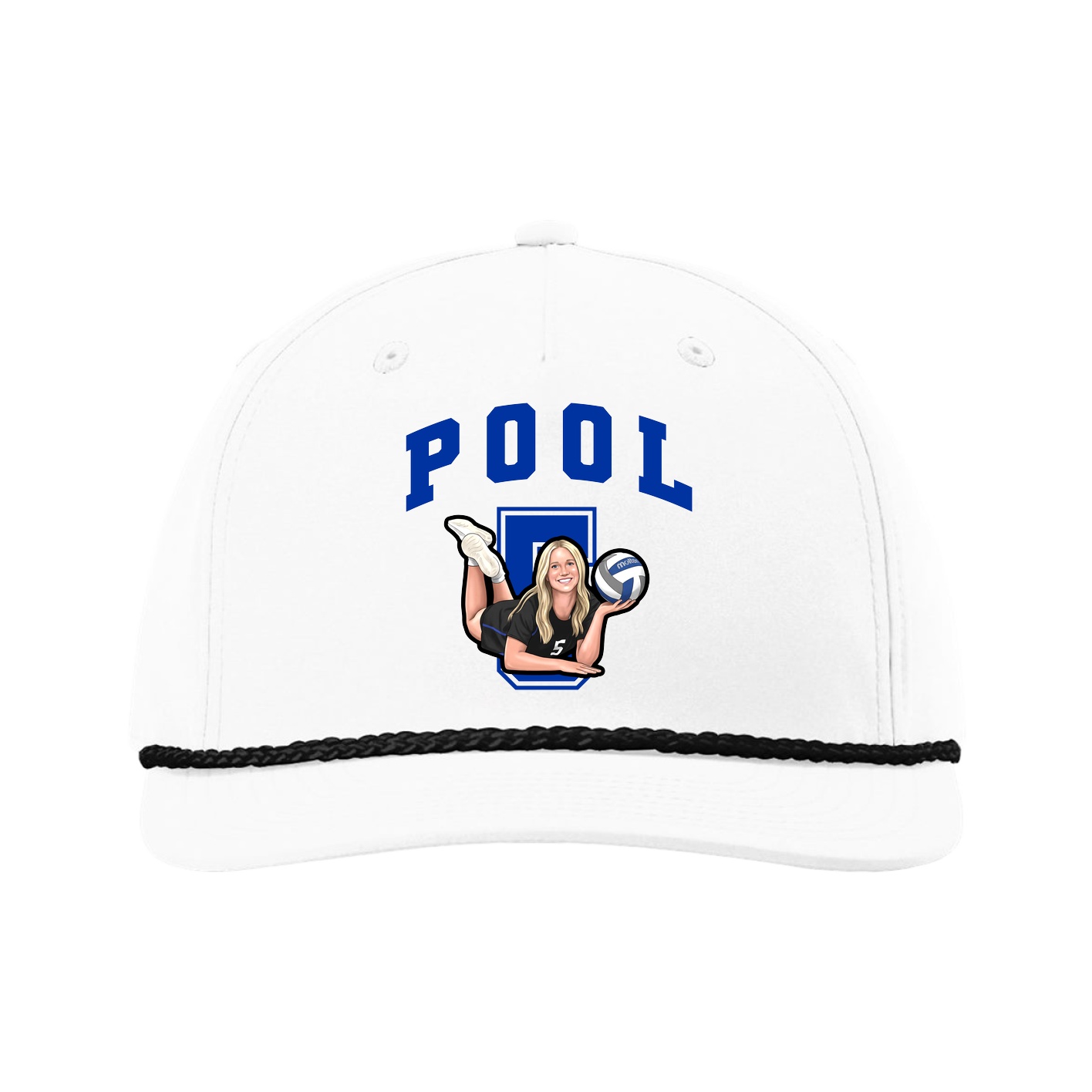 Five-Panel Classic Rope Cap — Number in White