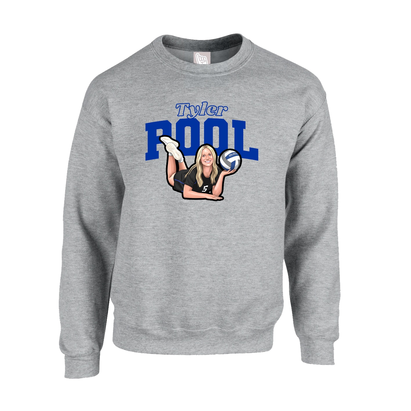 Fleece Crew — Name Arch in Grey