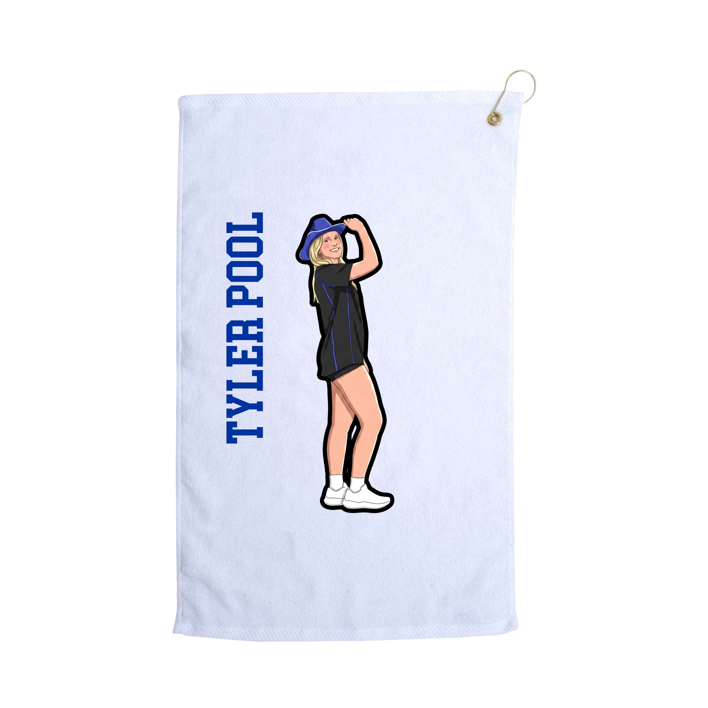 Golf Towel — Name Vertical in White