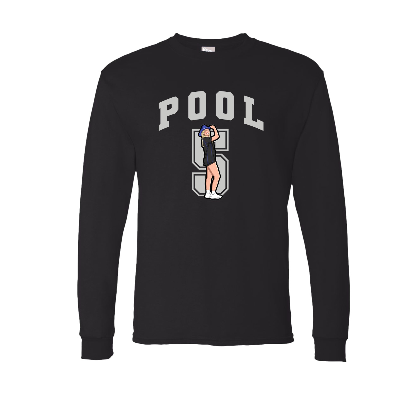Long Sleeve Tee — Number in Black