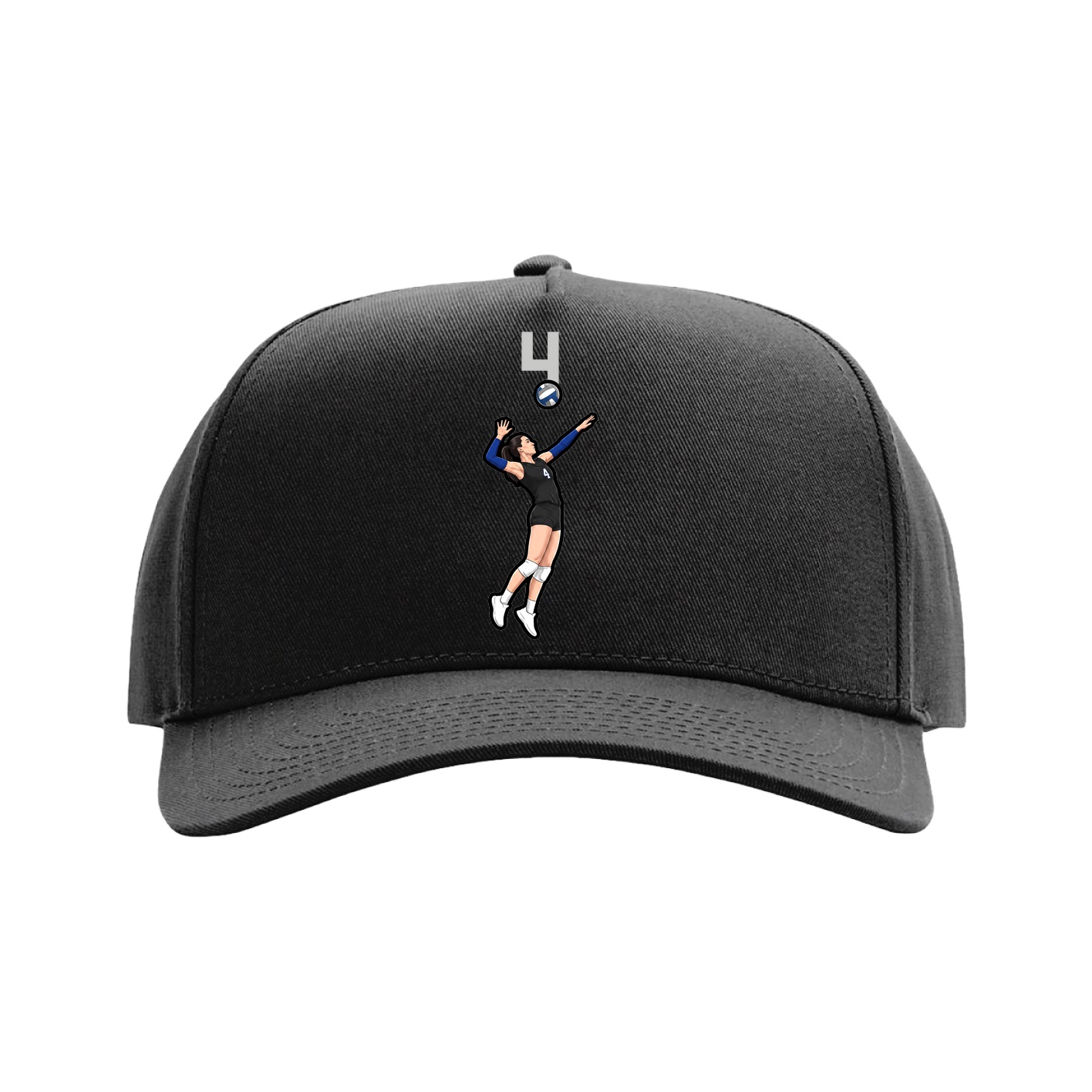 Full Fabric Five-Panel Champ Cap — Number Top in Black