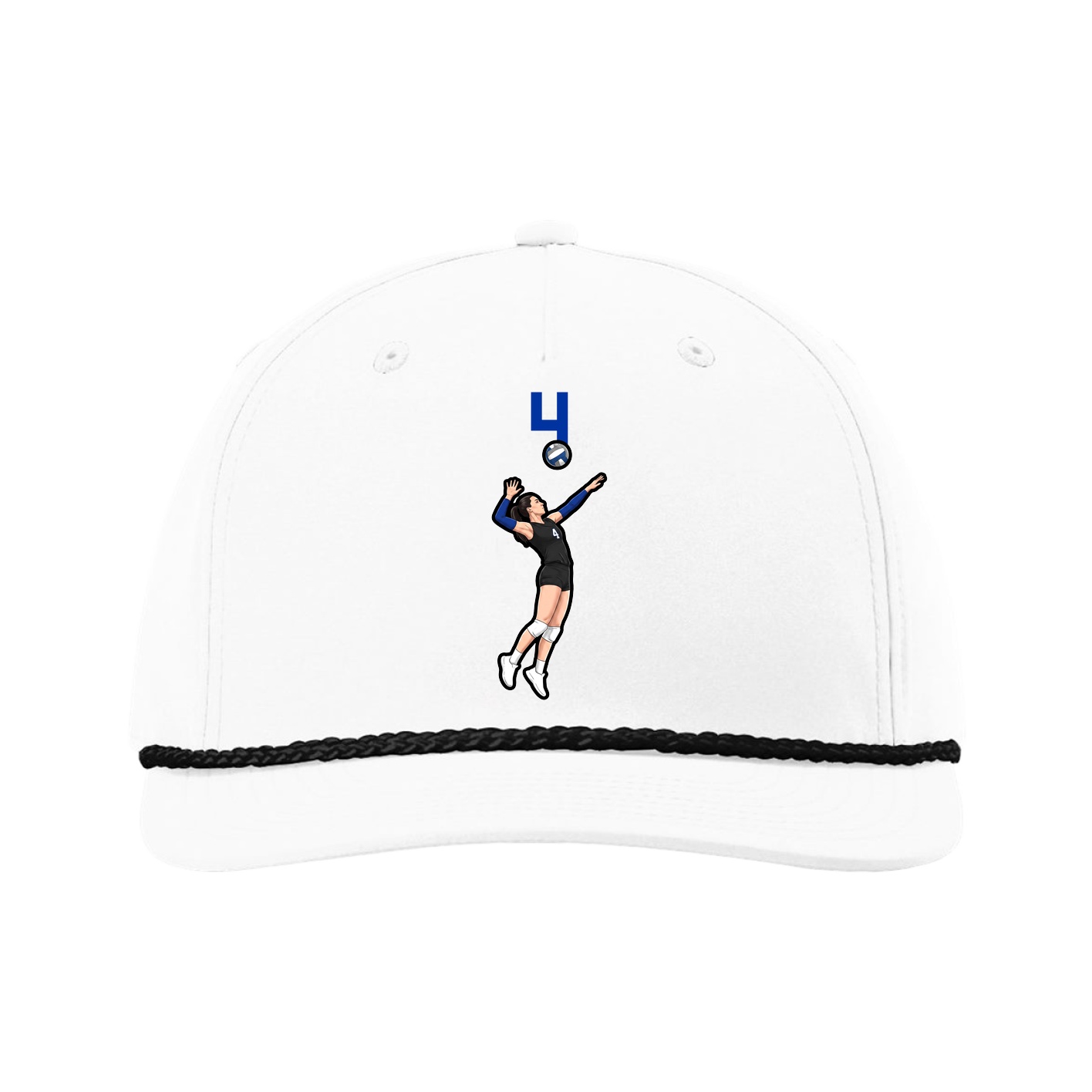 Five-Panel Classic Rope Cap — Number Top in White