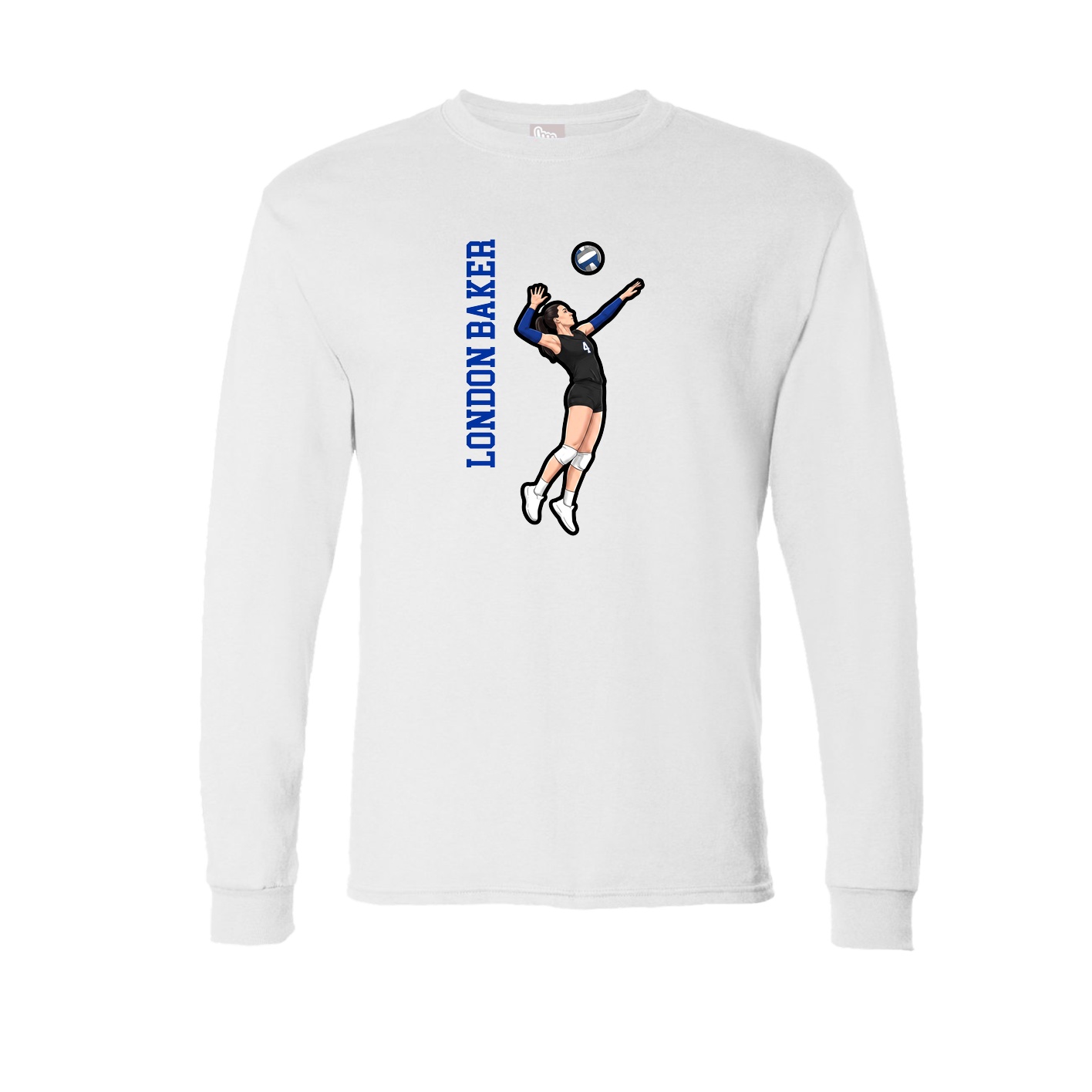 Long Sleeve Tee — Name Vertical in White