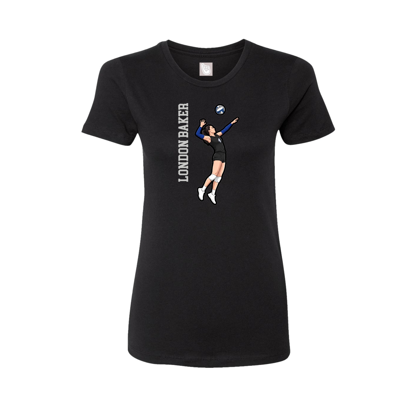 Fitted Women's Tee — Name Vertical in Black