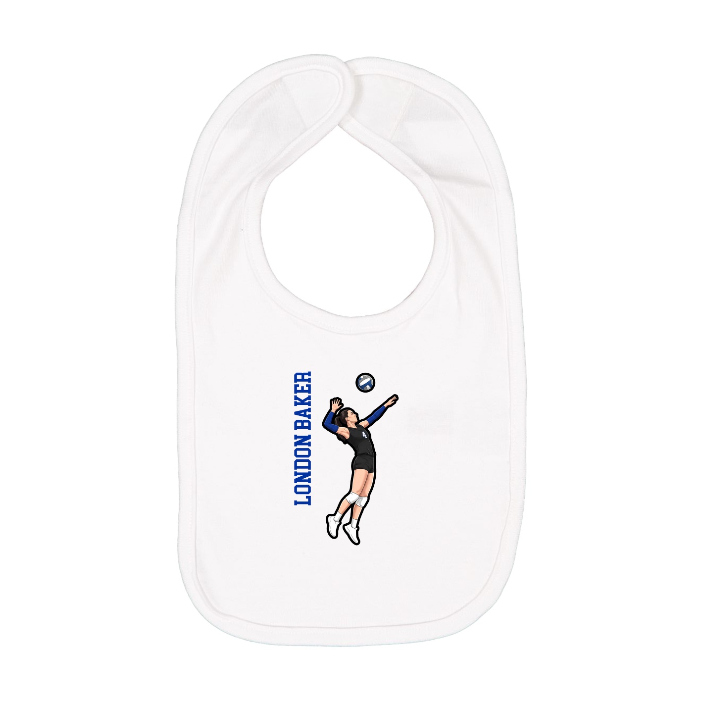 Infant Bib — Name Vertical in White