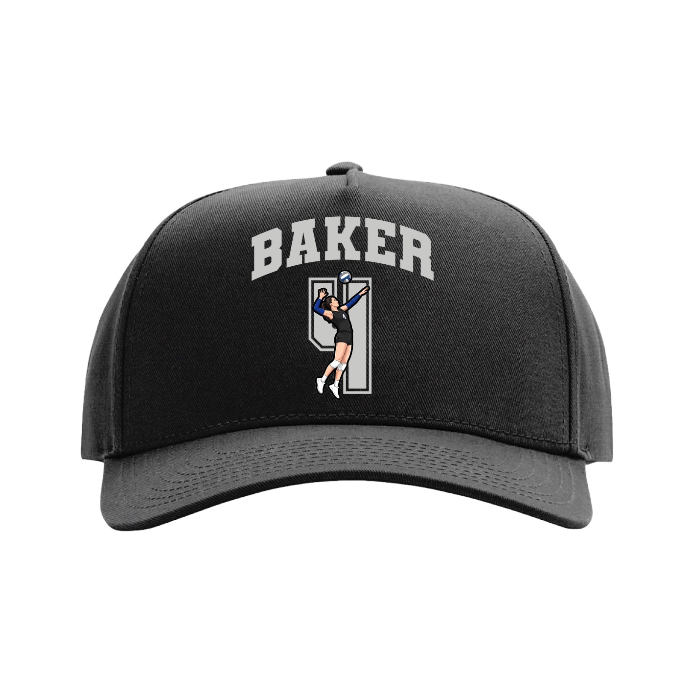 Full Fabric Five-Panel Champ Cap — Number in Black