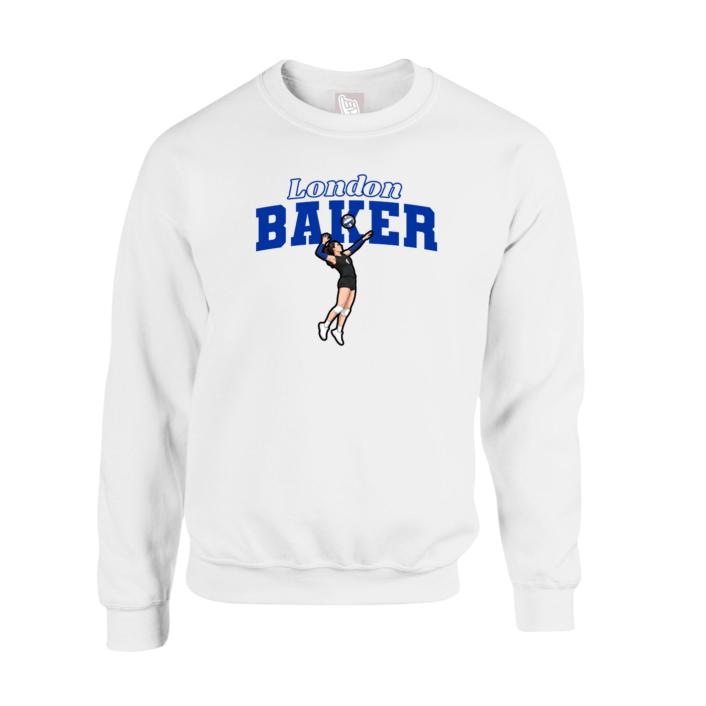 Fleece Crew — Name Arch in White