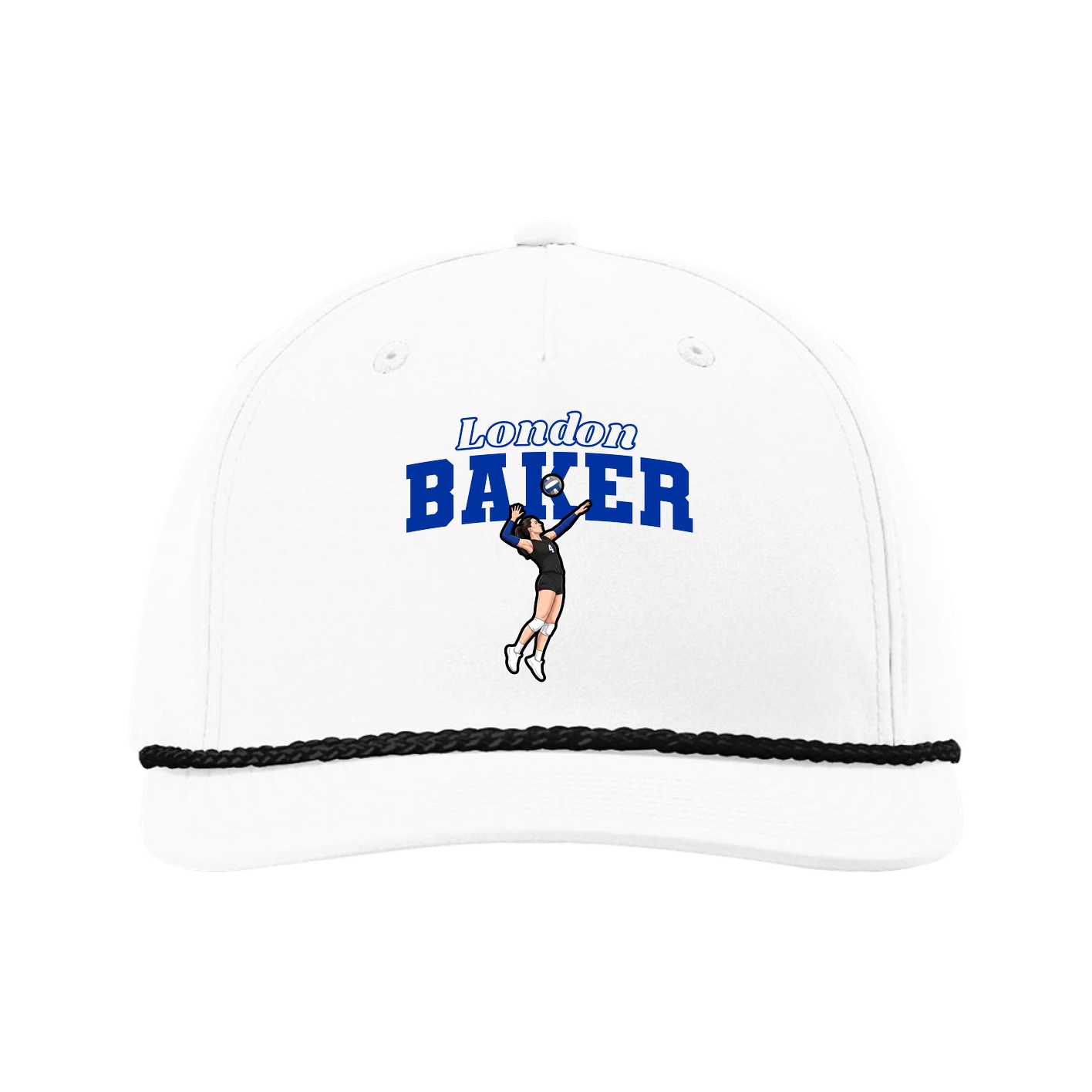 Five-Panel Classic Rope Cap — Name Arch in White