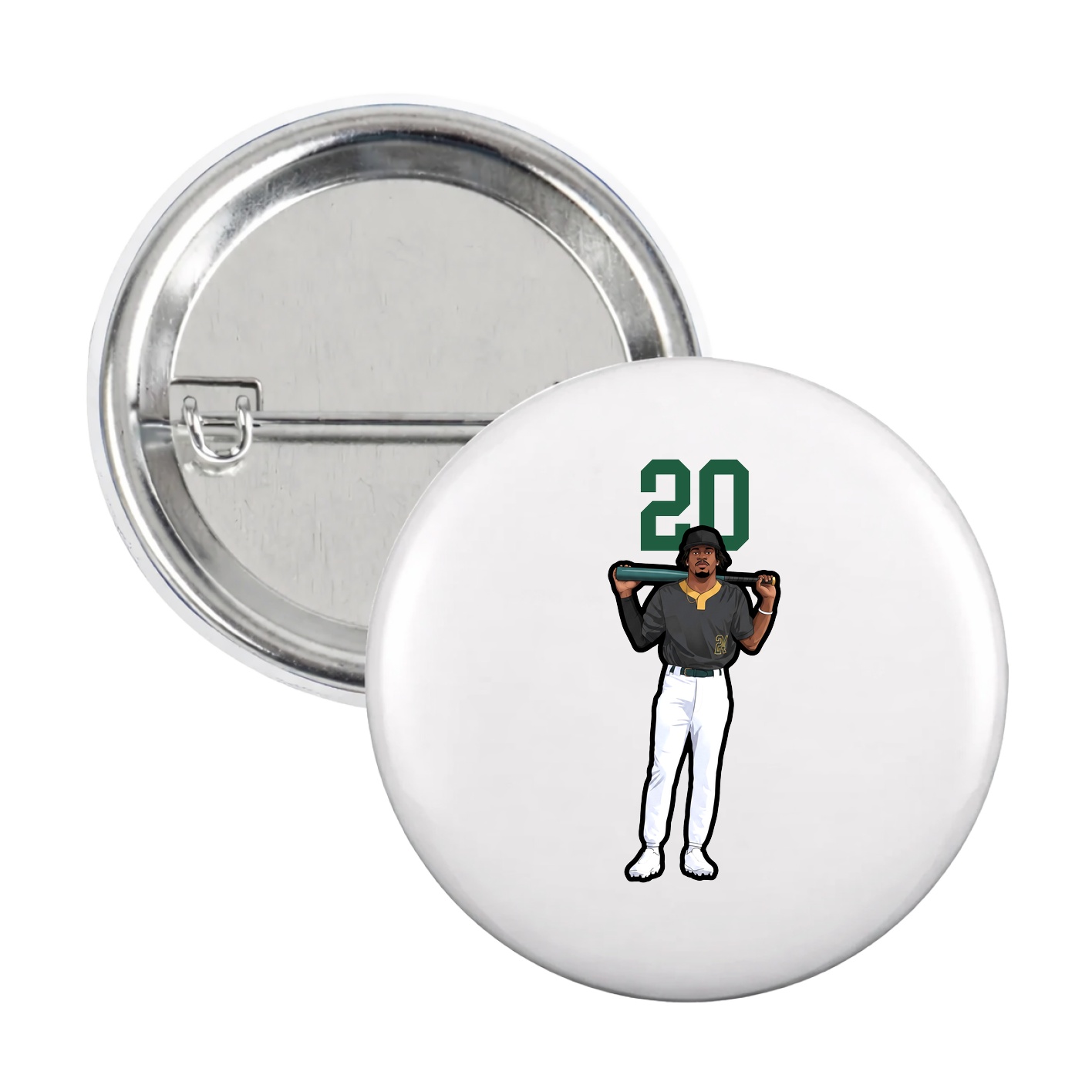Game Day Button — Number Top in White