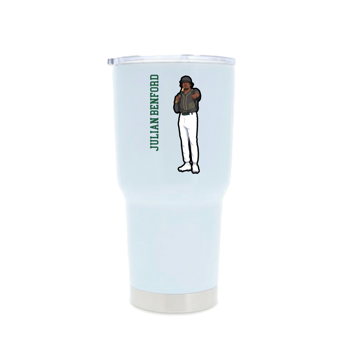 30oz Stainless Steel Tumbler — Name Vertical in White
