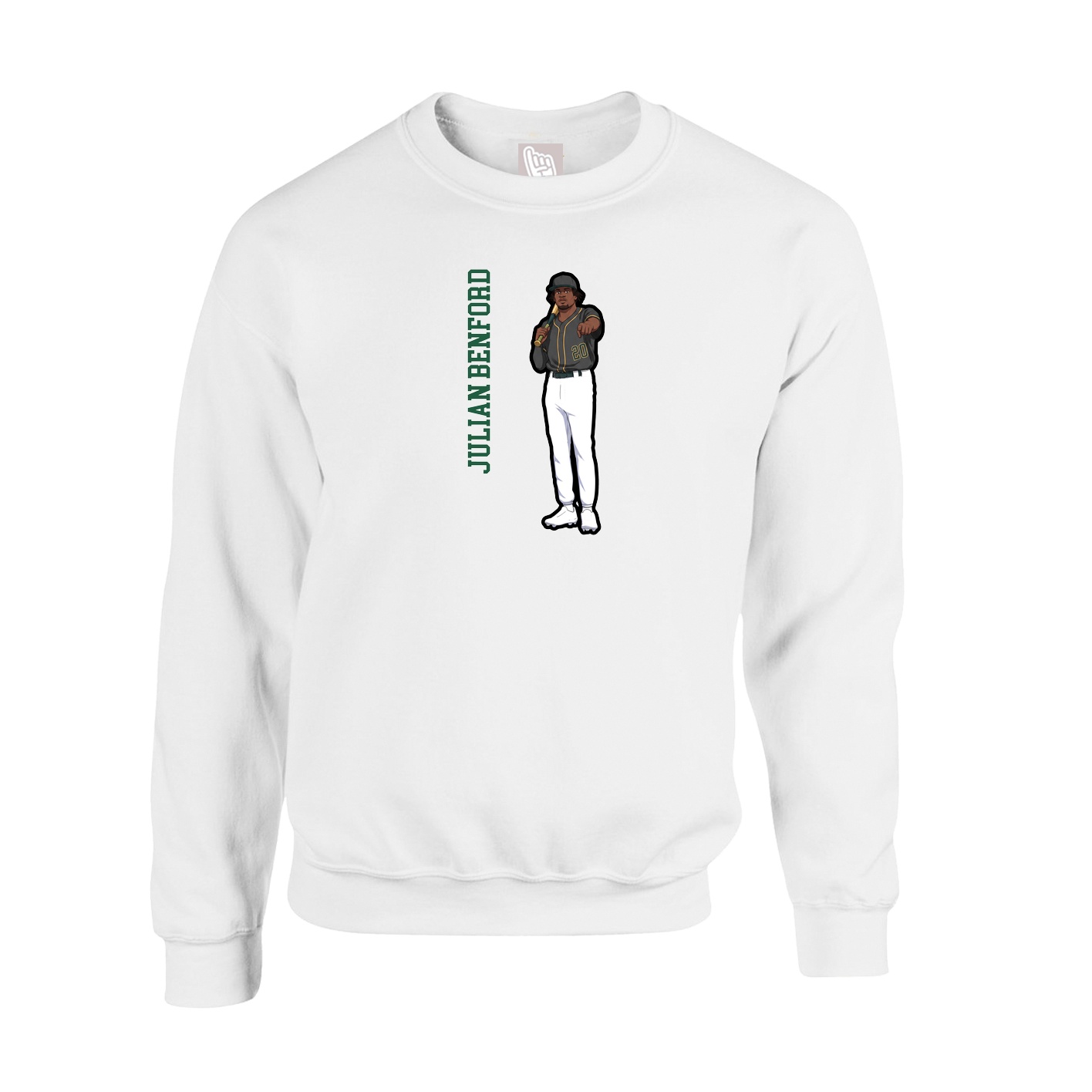 Fleece Crew — Name Vertical in White