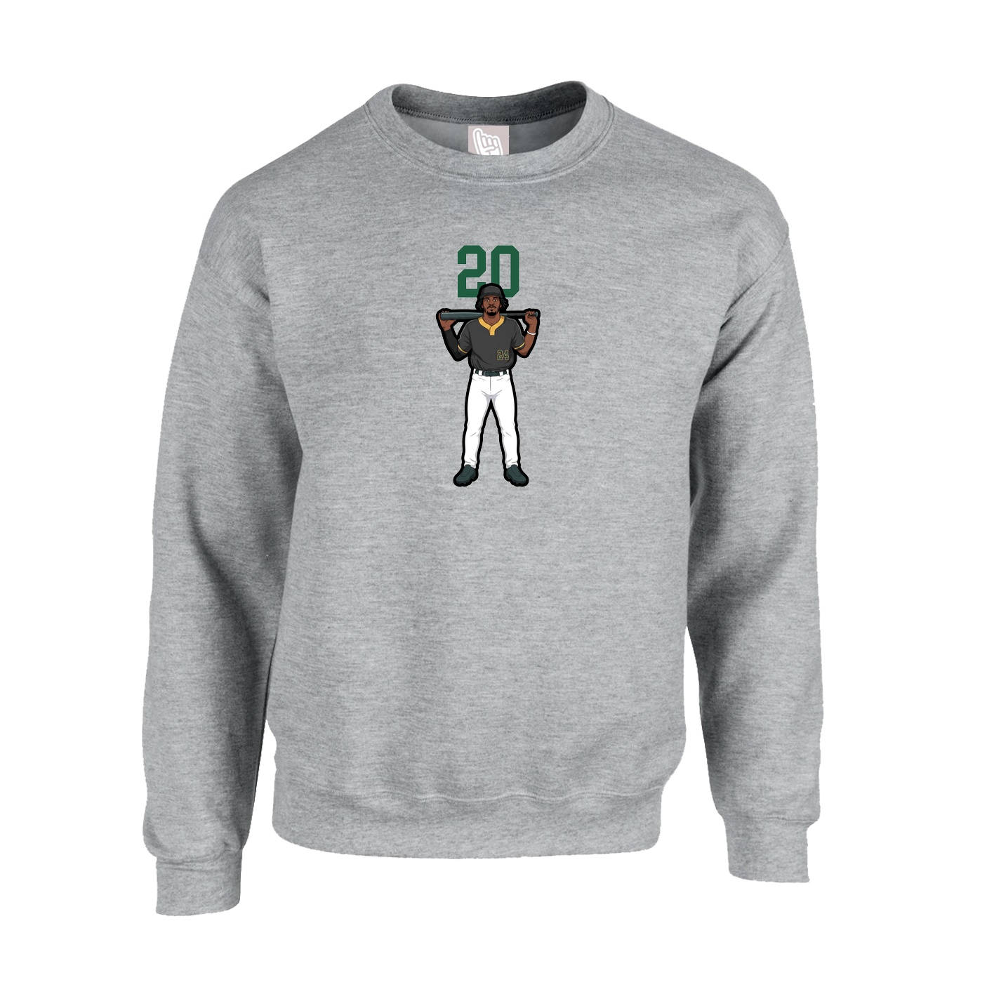 Fleece Crew — Number Top in Grey
